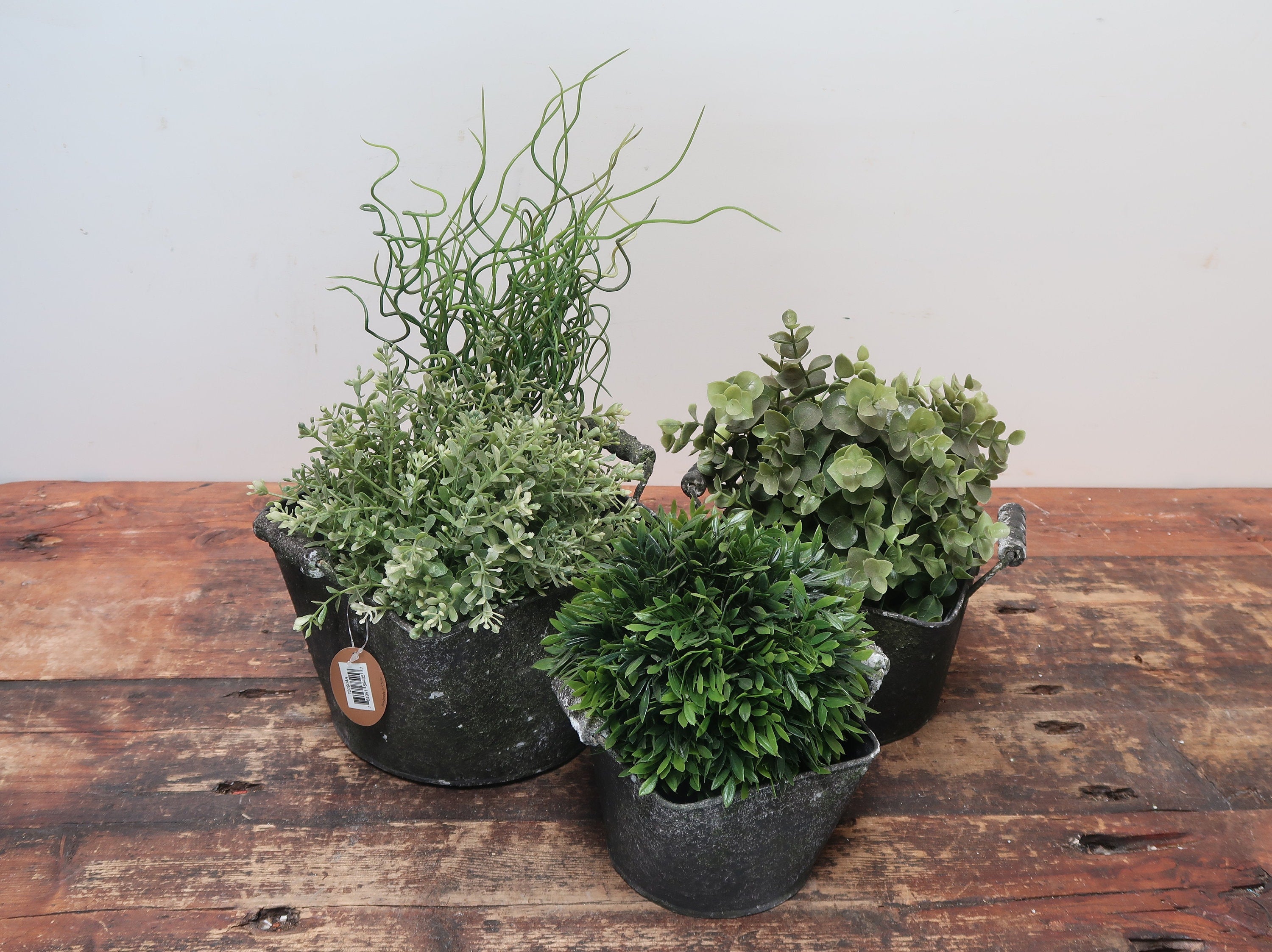 Rustic Metal Planters Set of 3 Nested Rustic Weathered Planter With Handles (U.S. Free Shipping)