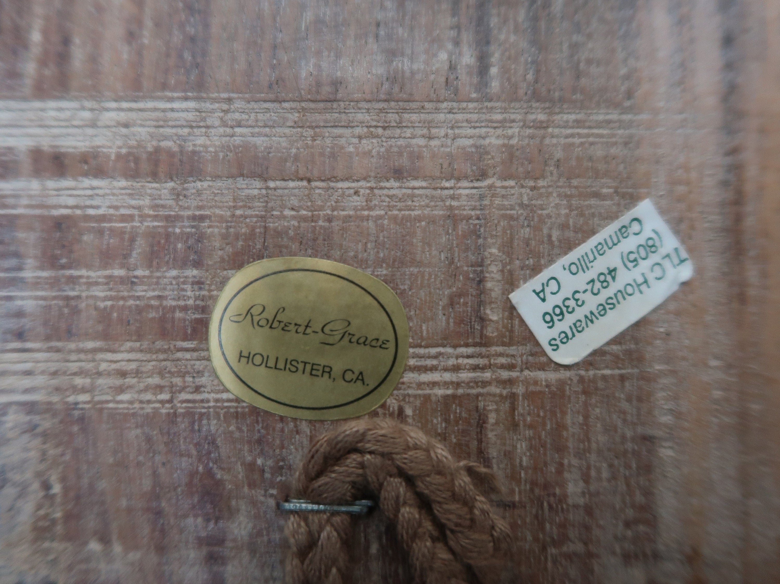 Rober Grace Hollister CA Hand Carved Wood Wall Art 9" x 9.5" (B)