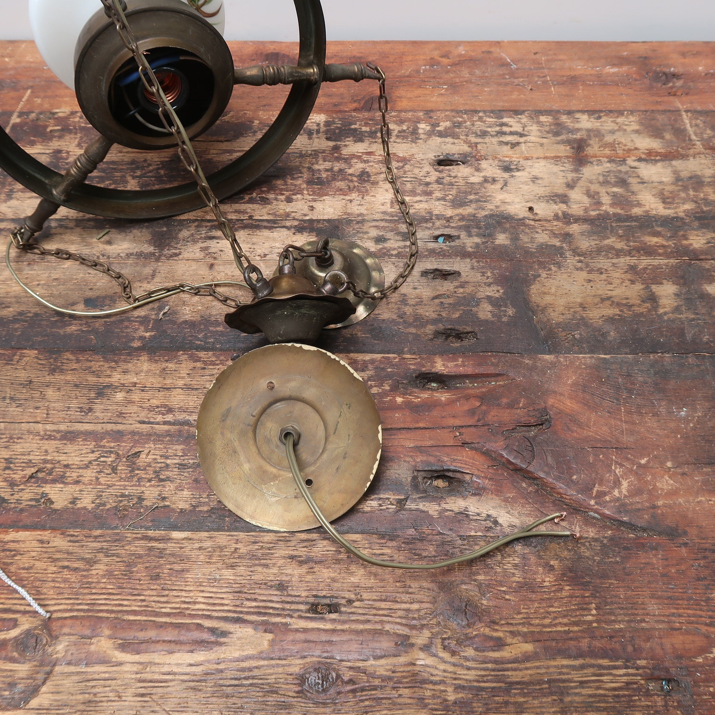 Vintage Hand Painted Shade Pendant Ceiling Fixture (U.S Free Shipping)