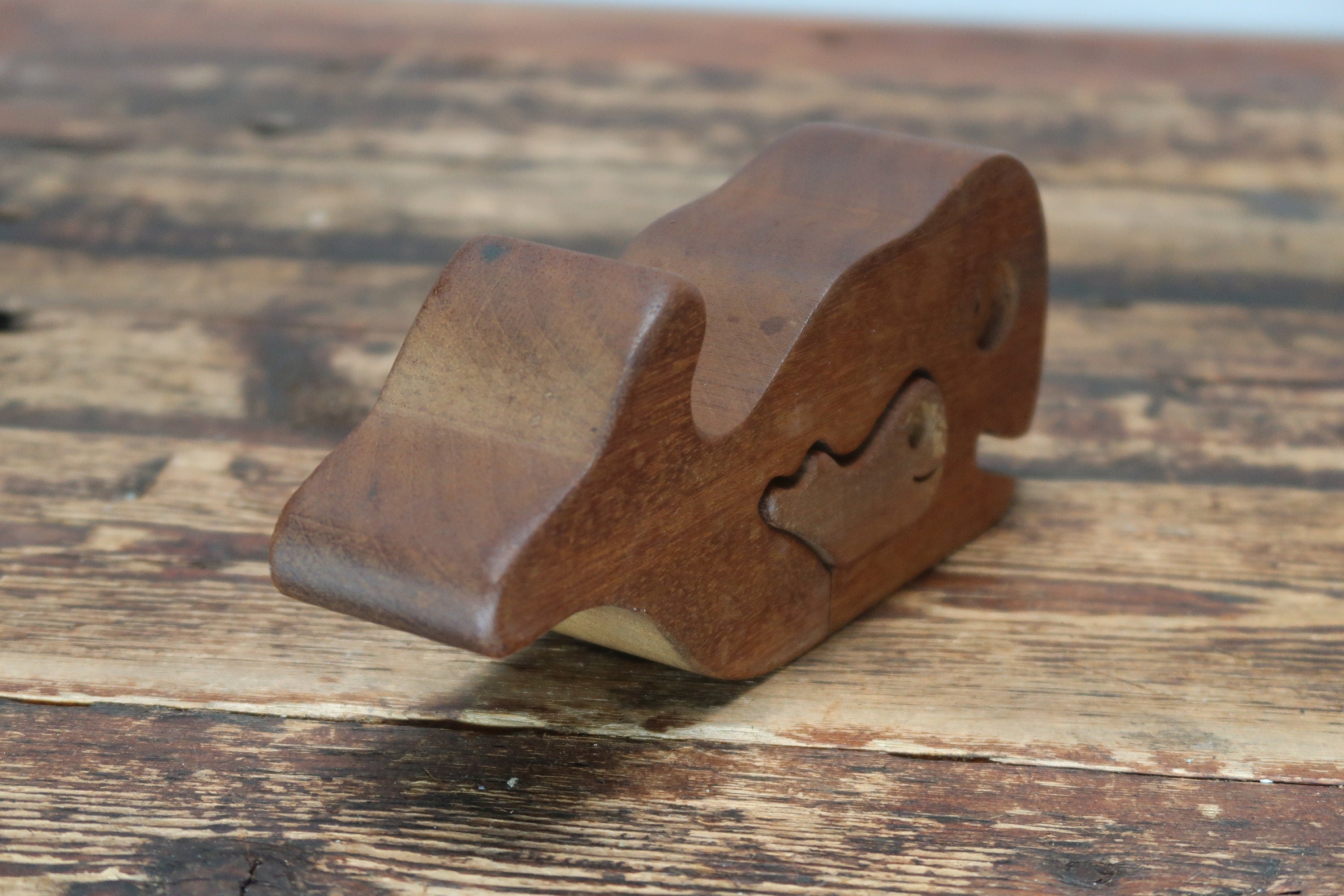 Bob Ameri Hand Carved Wooden Whale With 2 Baby Whales