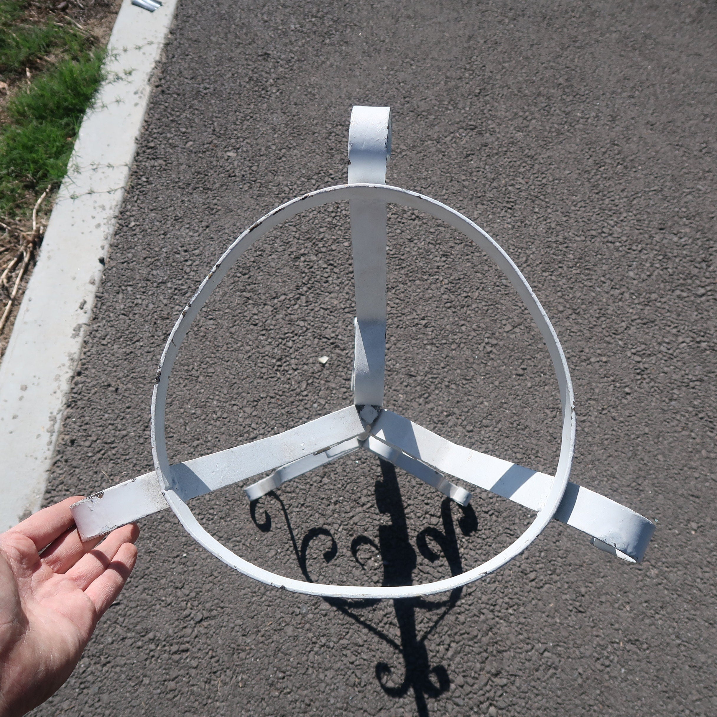 Vintage Metal Scroll Plant Stand Flower Pot Stand White Shabby Chic H 37.5"