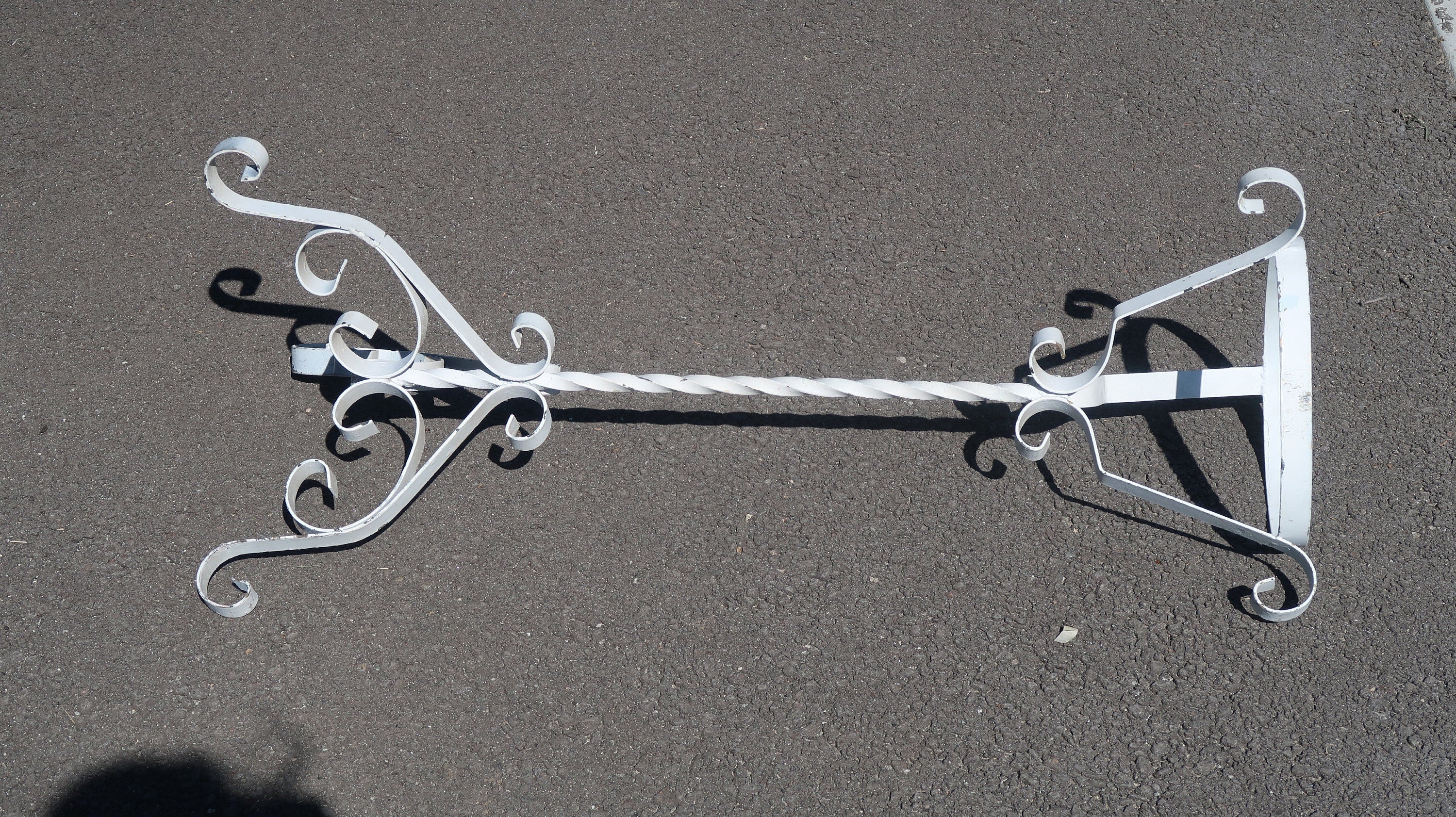 Vintage Metal Scroll Plant Stand Flower Pot Stand White Shabby Chic H 37.5"