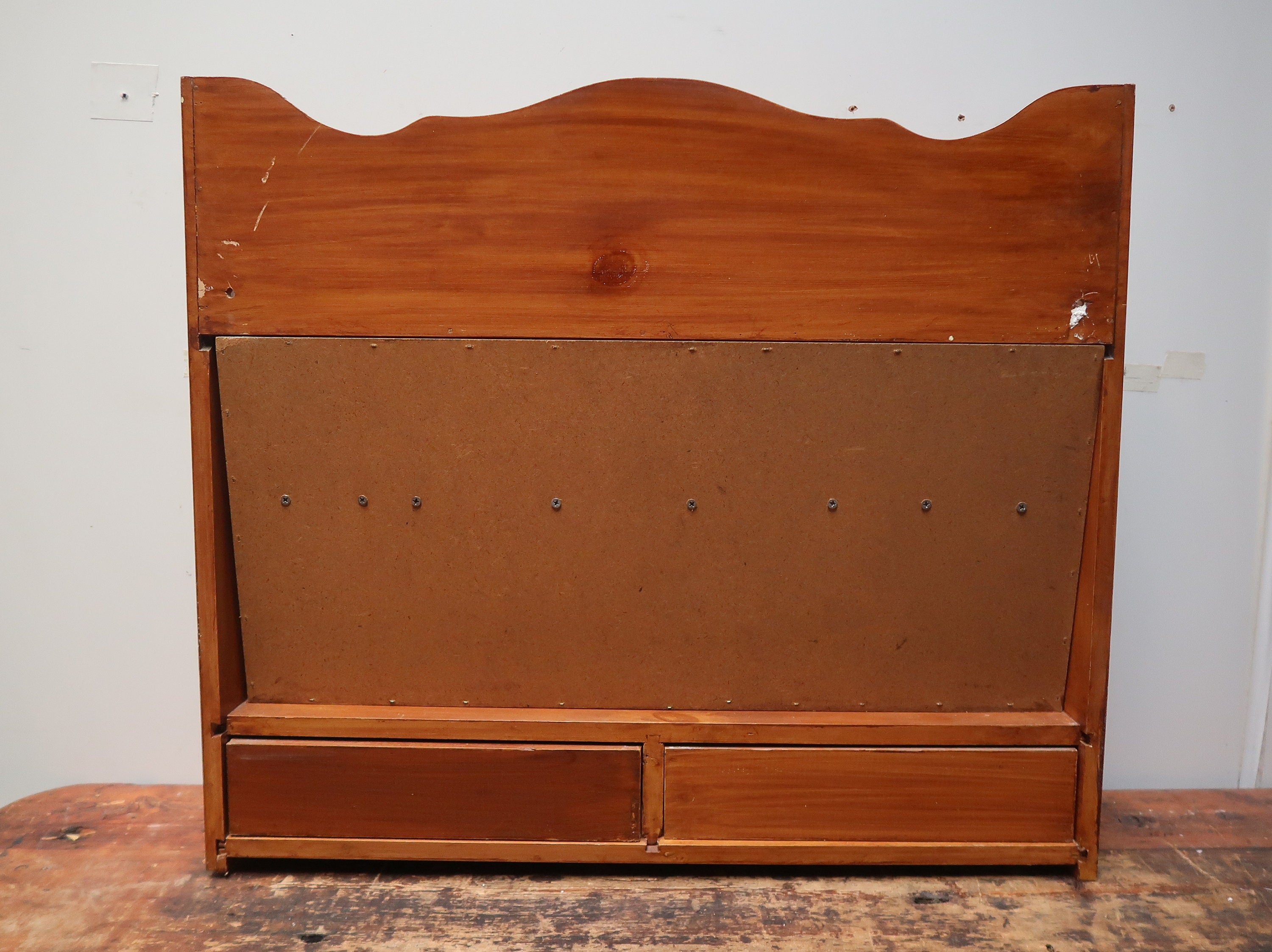 Vintage Maple Wood Wall Mount Silverware Flatware Cabinet