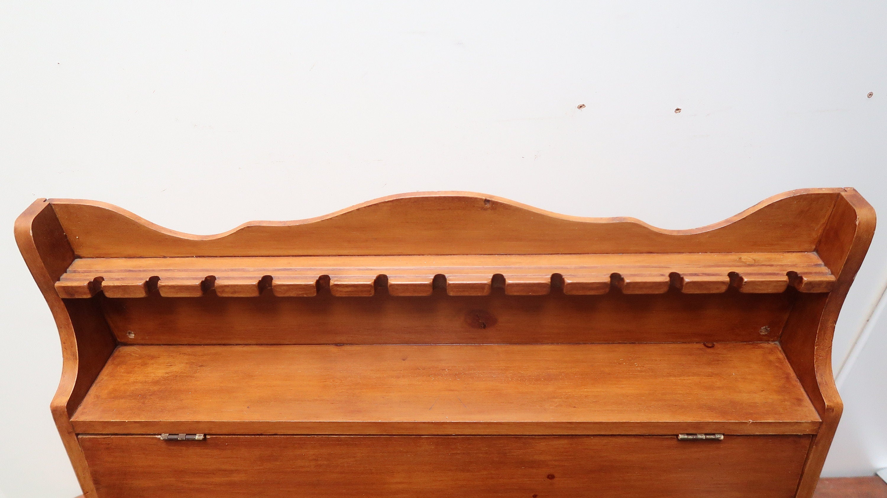 Vintage Maple Wood Wall Mount Silverware Flatware Cabinet