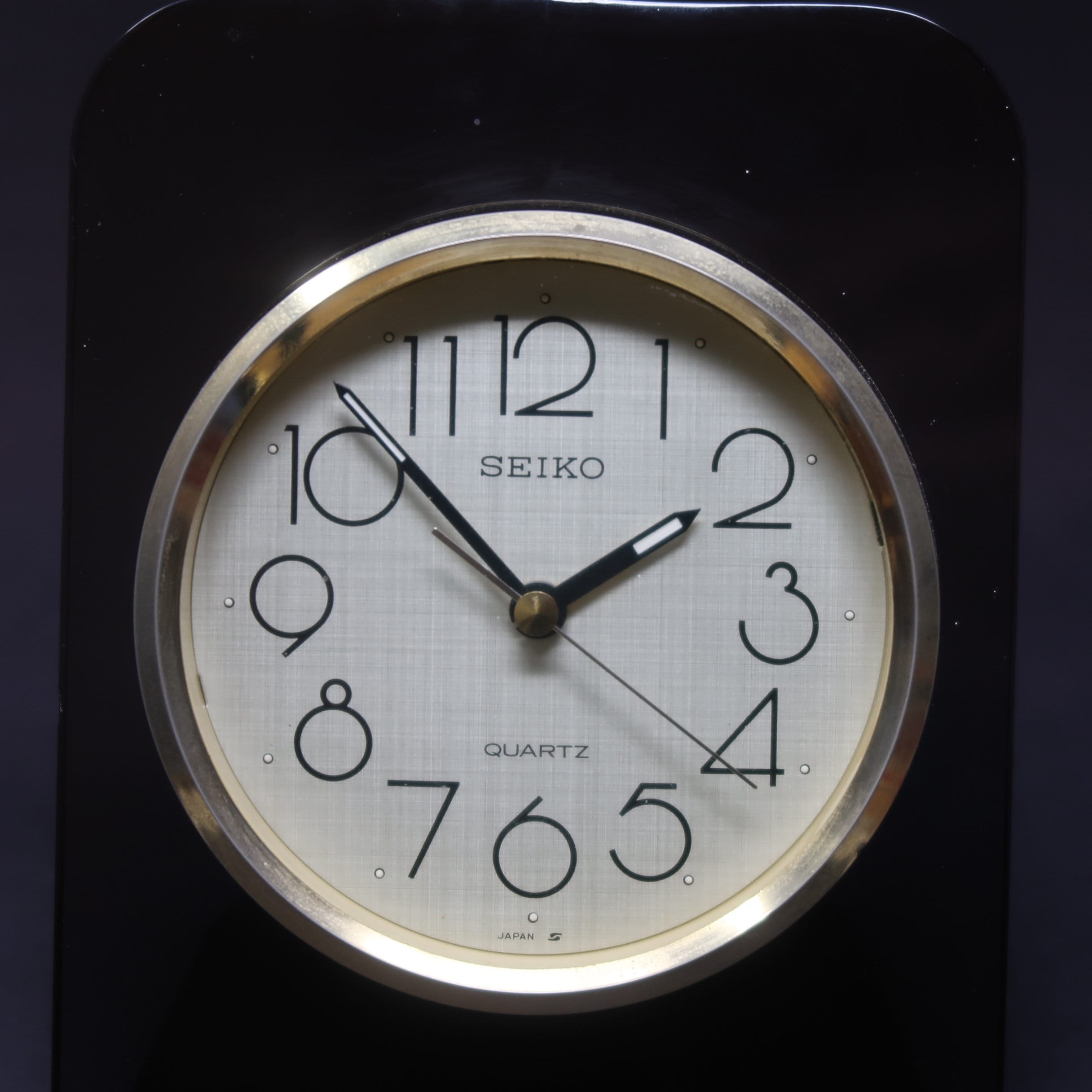 Vintage Seiko Smoked Lucite & Brass Desk Clock 1980s Works