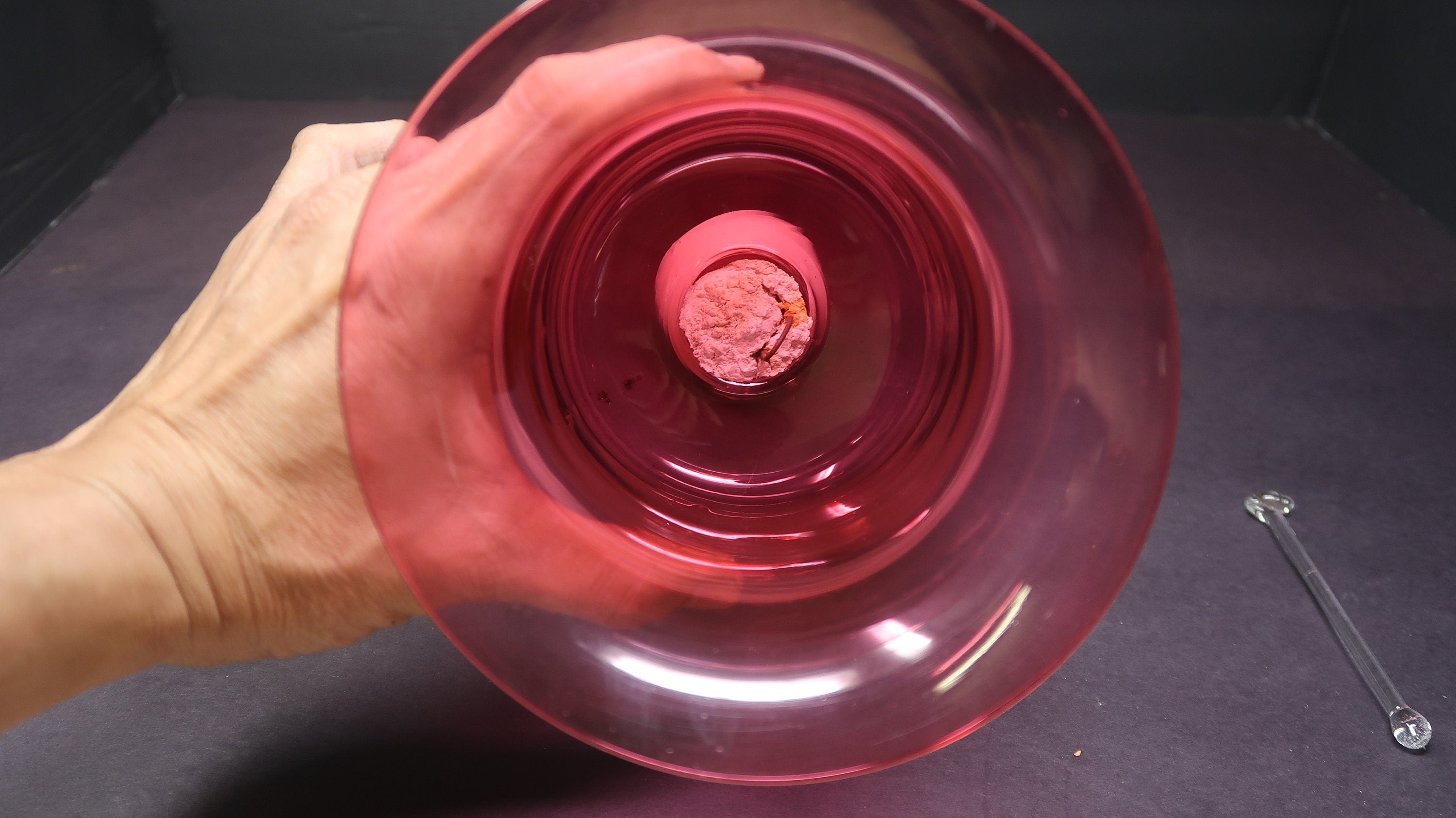 British 19th Century Victorian Hand Blown Cranberry Glass Large Wedding Bell 14"