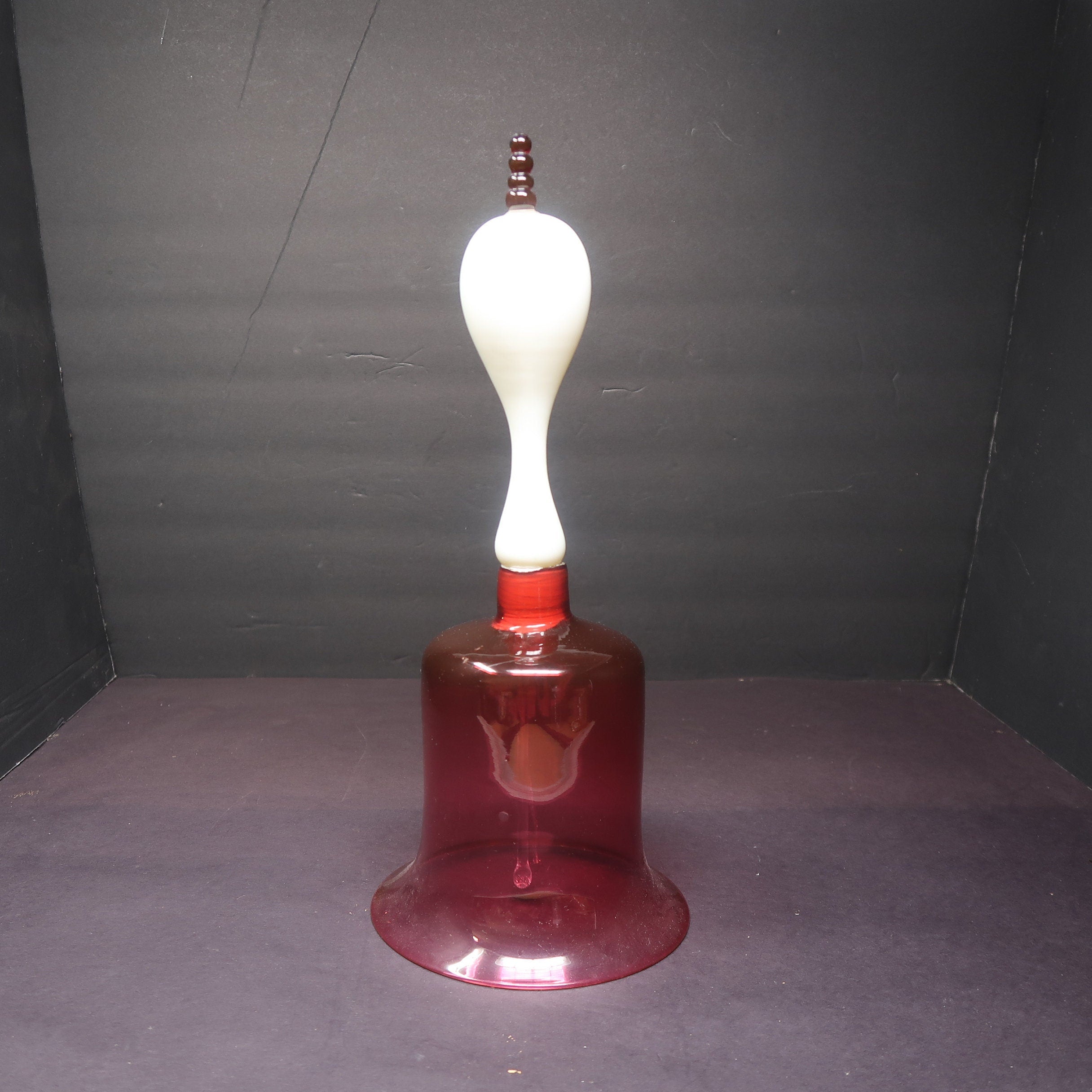 British 19th Century Victorian Hand Blown Cranberry Glass Large Wedding Bell 14"
