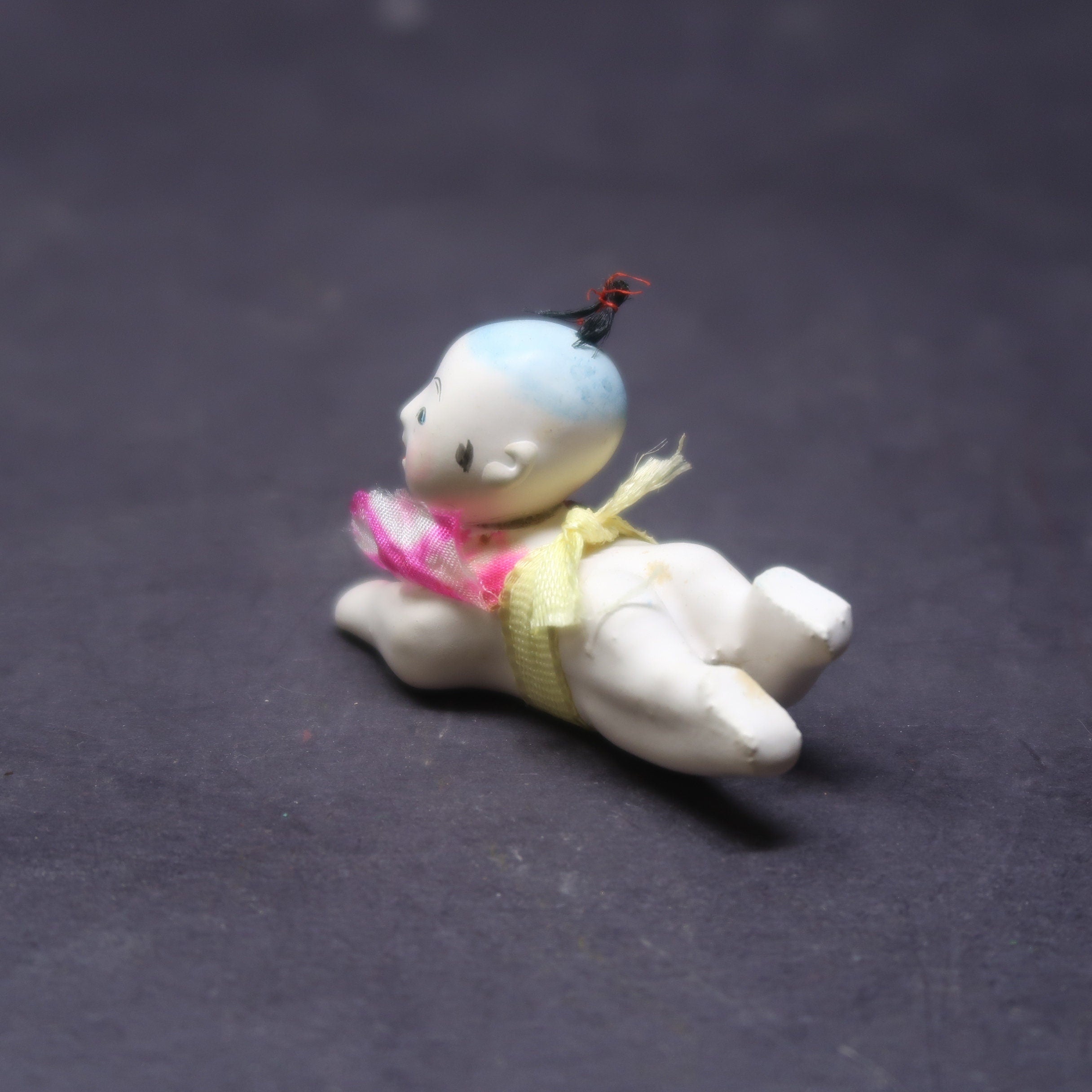 Antique 2" Long Miniature Crawling Baby Doll Japanese Porcelain Doll 1920s