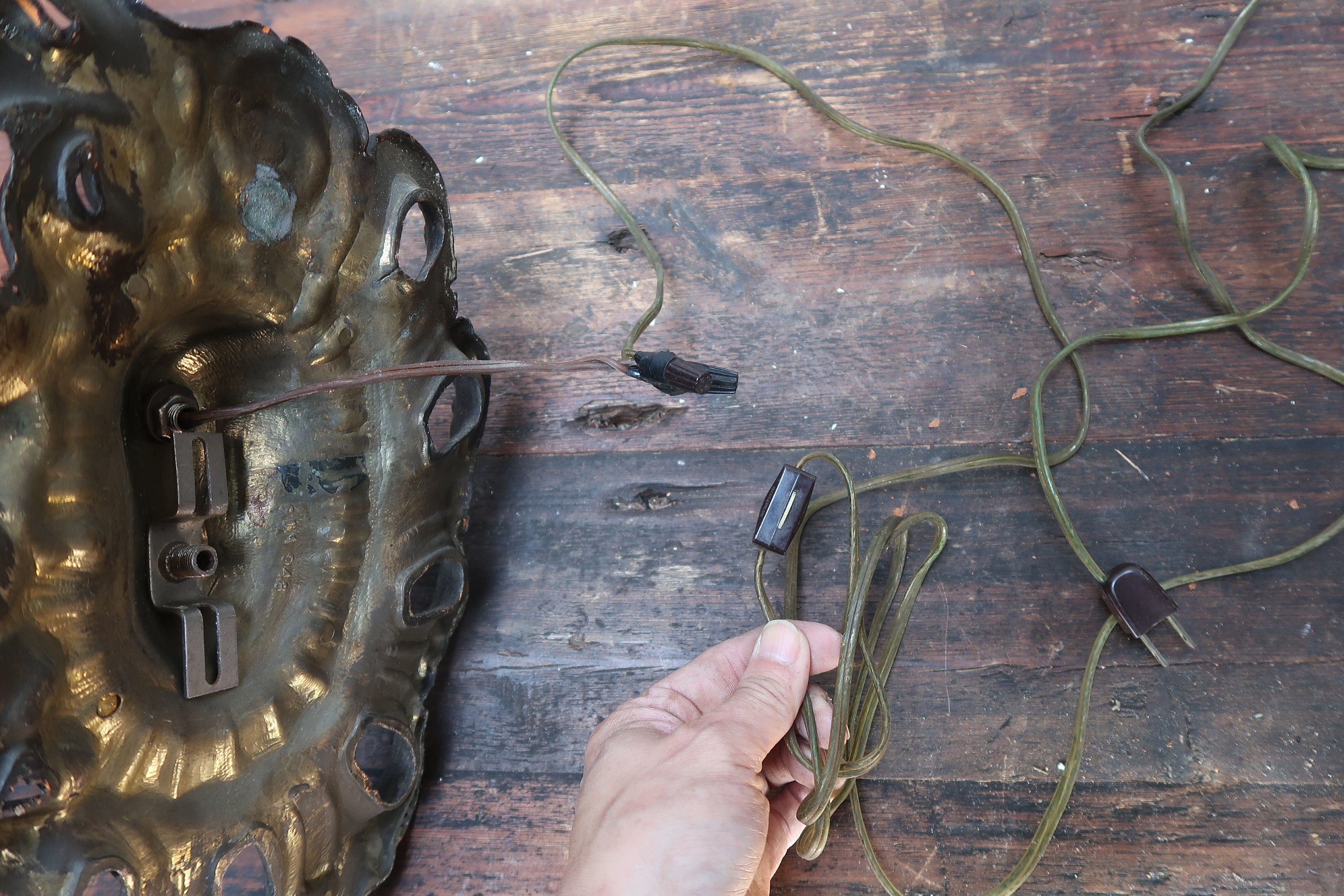 Vintage MC. Co. GIM Wall Sconce Wire Electric Wall Hanging Lamp 1950s