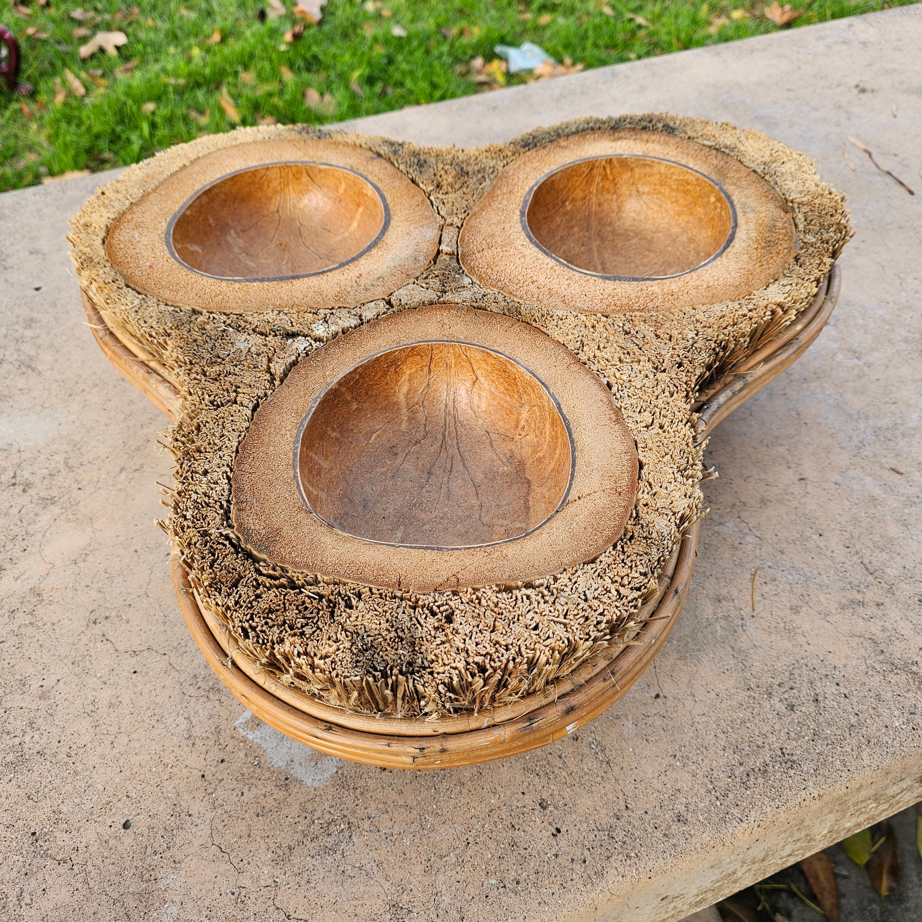 Tropical Style Large Handmade Platter Dish Dipping Bowl Vintage