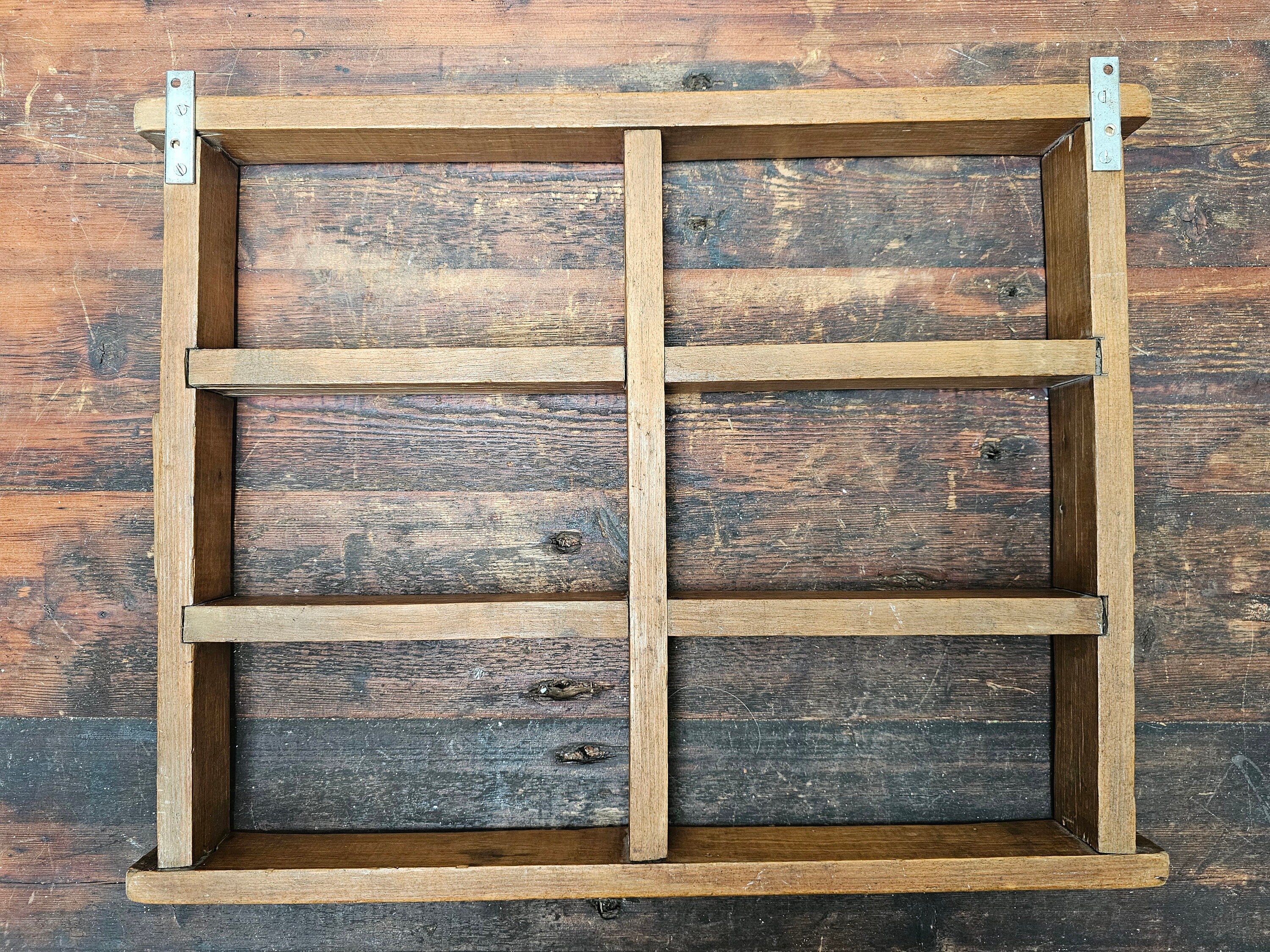 Antique Wood Brick Mold Shot Glass Wall Display Holder