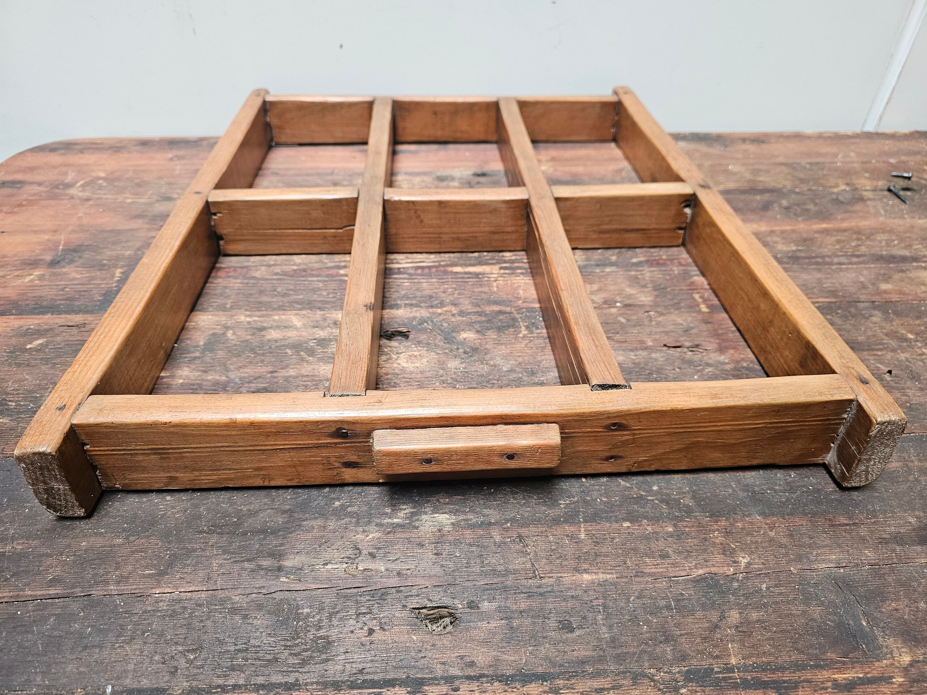 Antique Wood Brick Mold Shot Glass Wall Display Holder