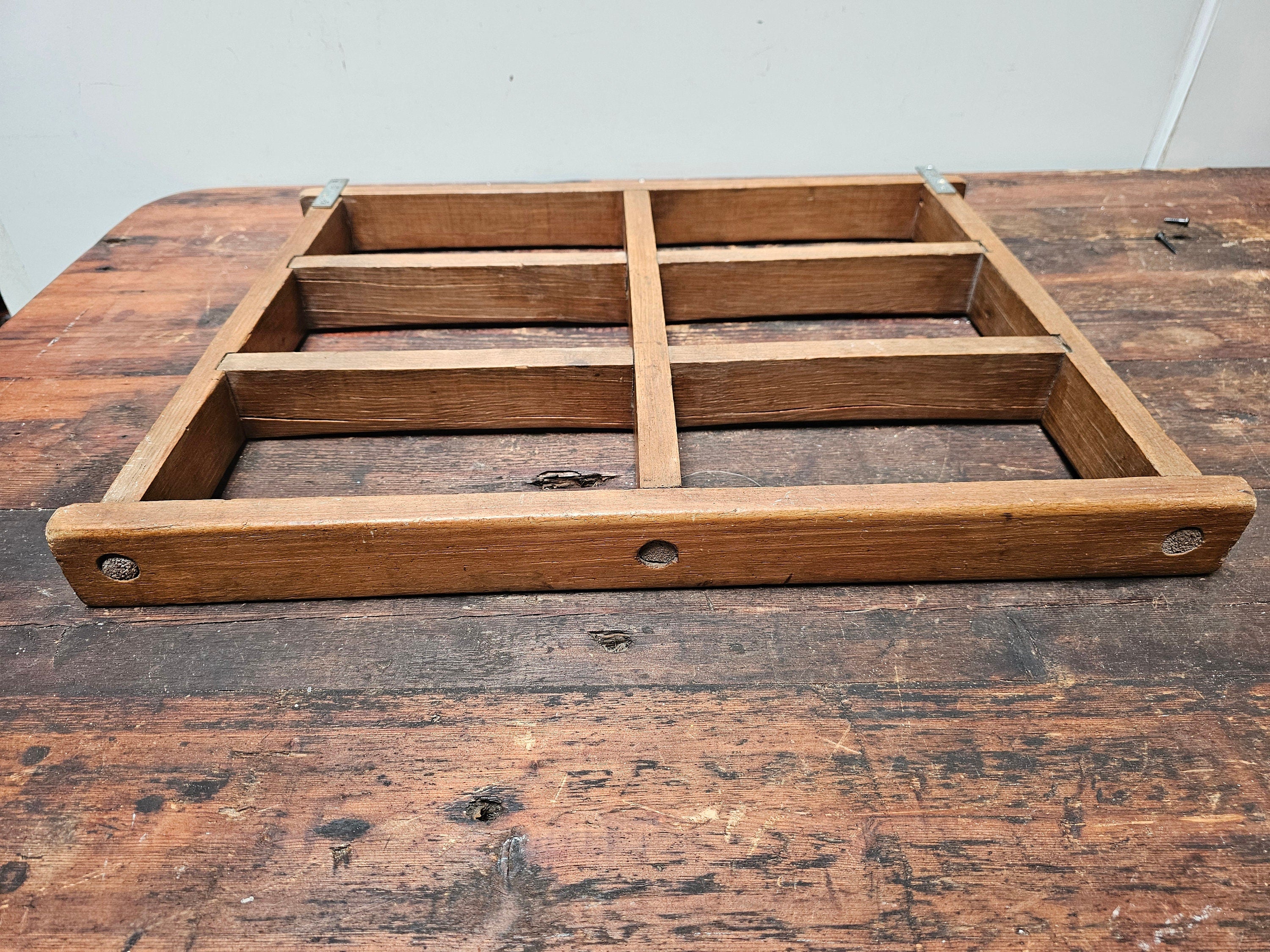 Antique Wood Brick Mold Shot Glass Wall Display Holder