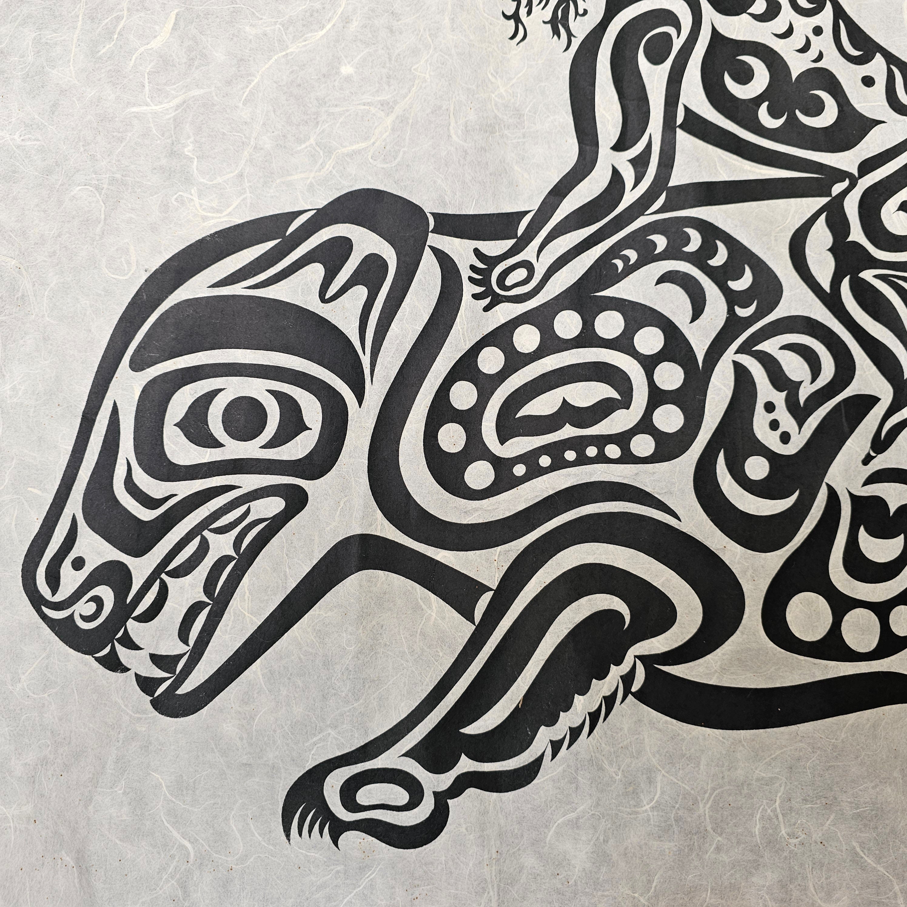 Charles B. Greul Serigraph On Rice Paper " Shaman with Grizzly " 36" x 24"