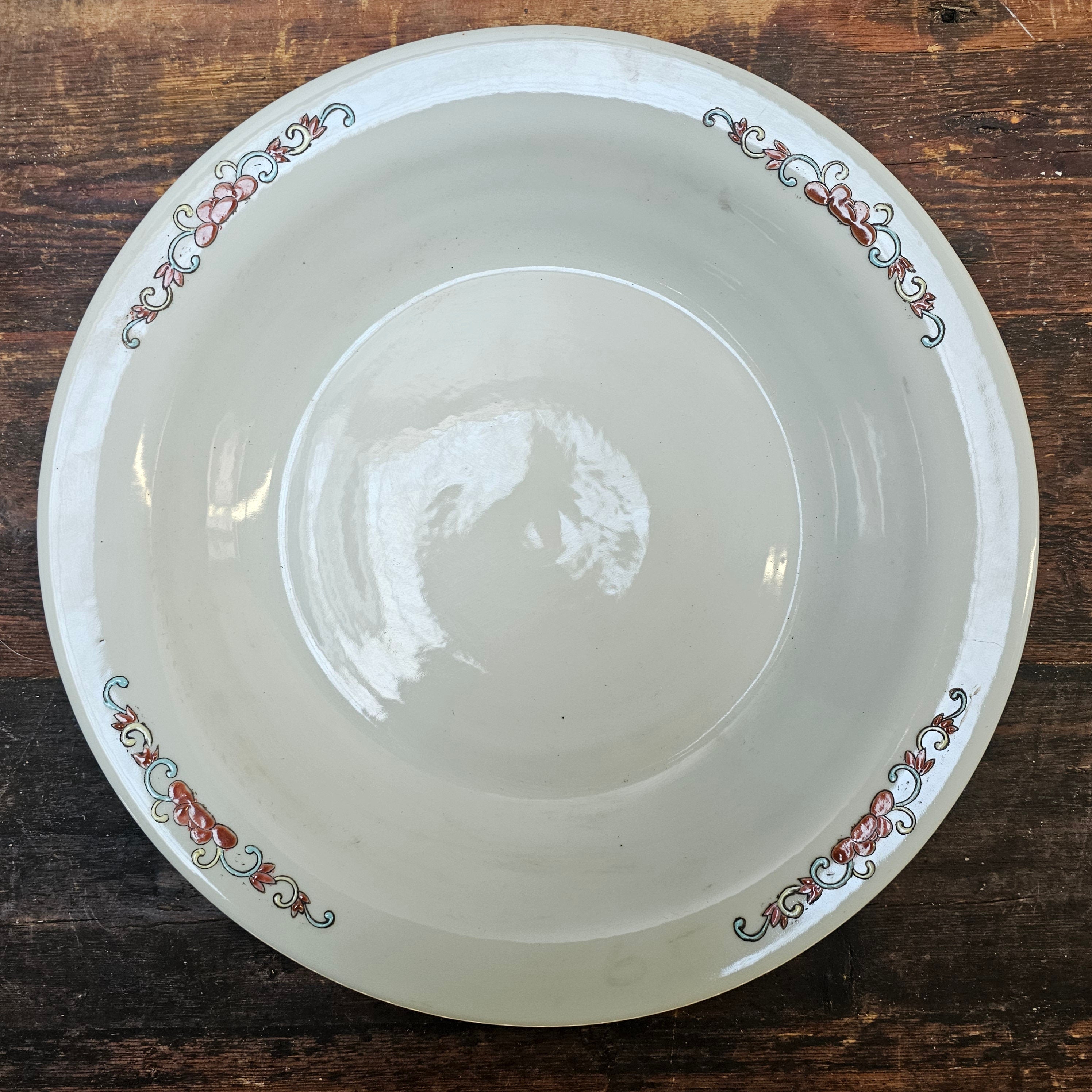 Antique Chinese Ceramic Planter Saucer Blanc de China Marked JIAQUING 14" Dia