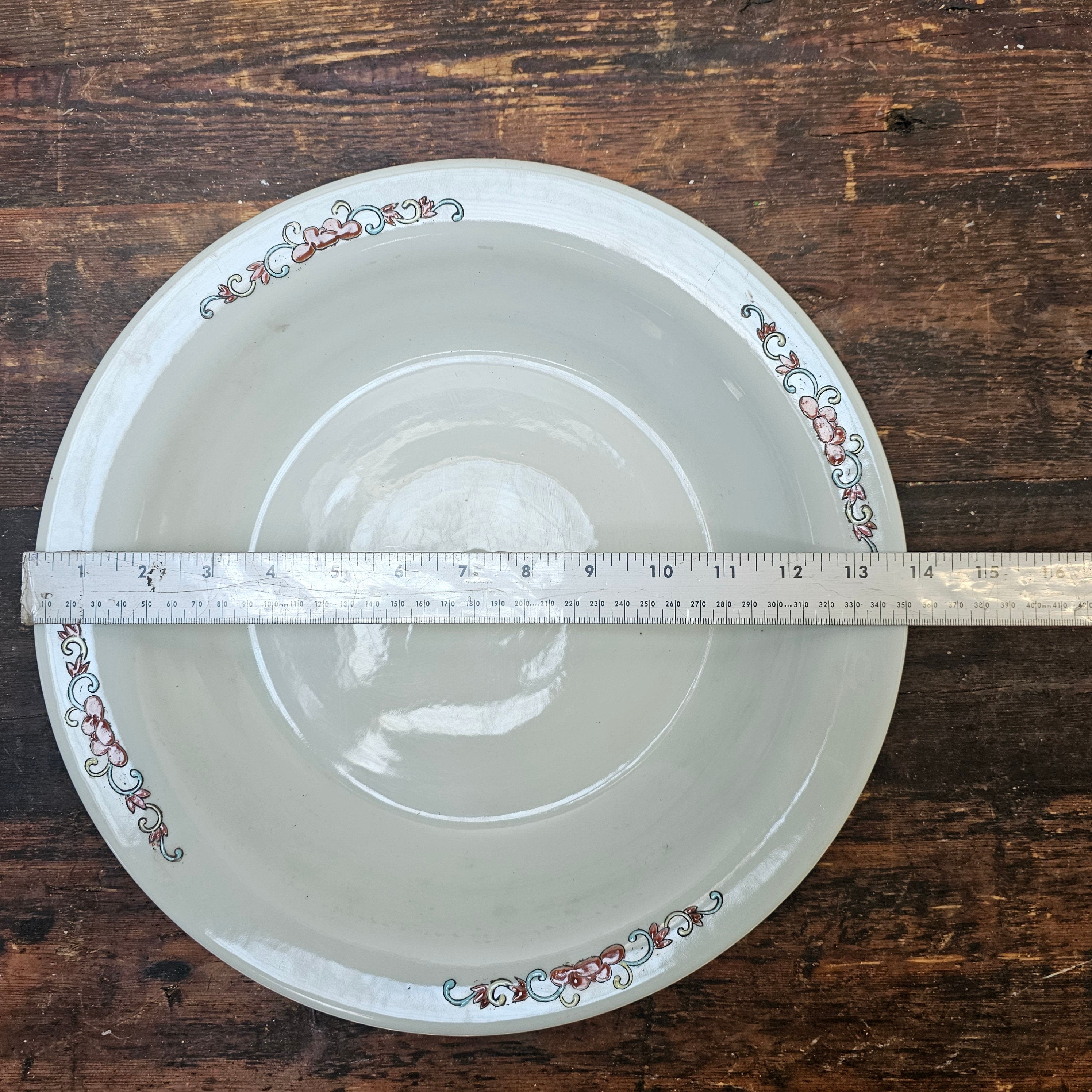 Antique Chinese Ceramic Planter Saucer Blanc de China Marked JIAQUING 14" Dia