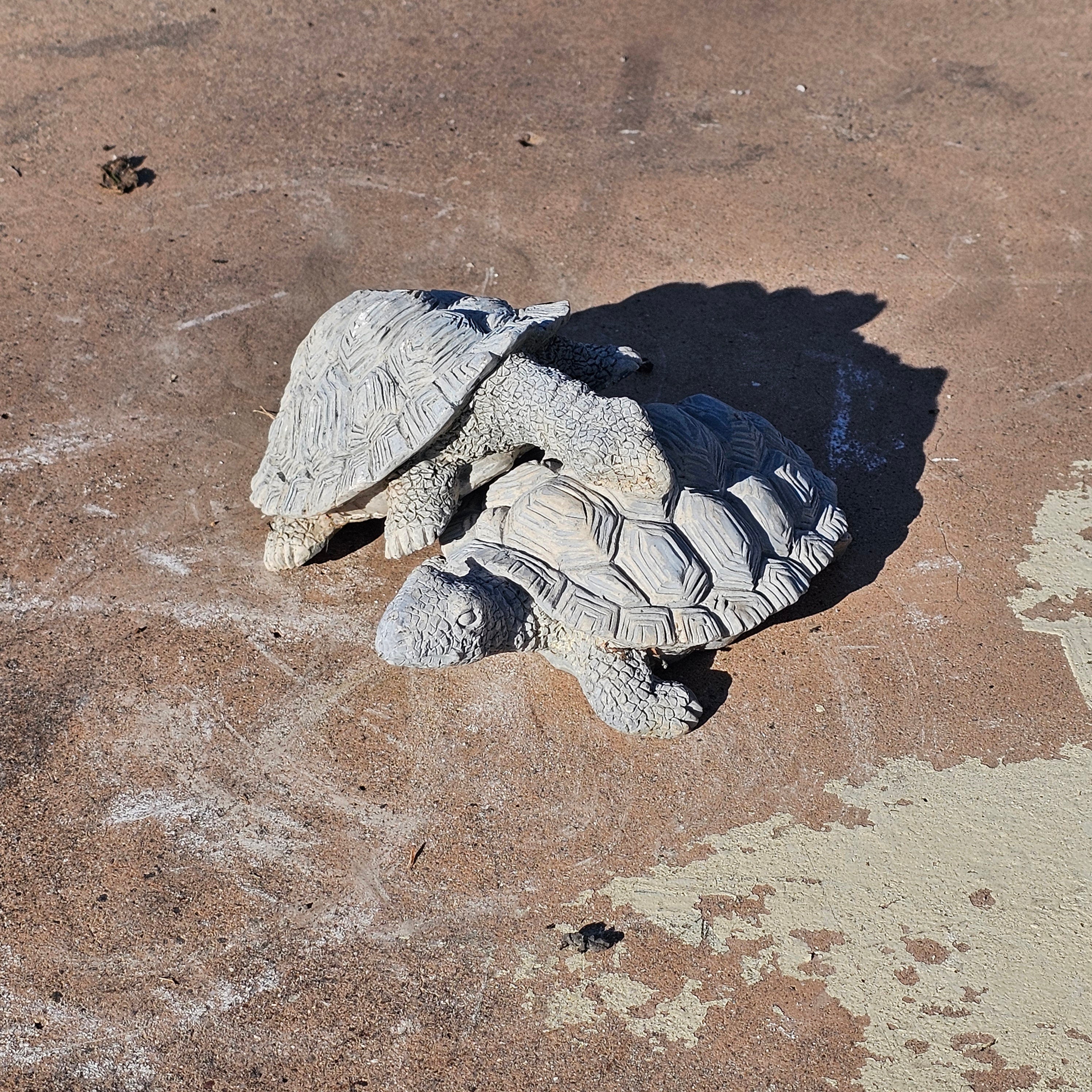 Set of 2 Plaster or Resin Tortoise Statue Outdoor Sculpture Home Lawn Patio Yard