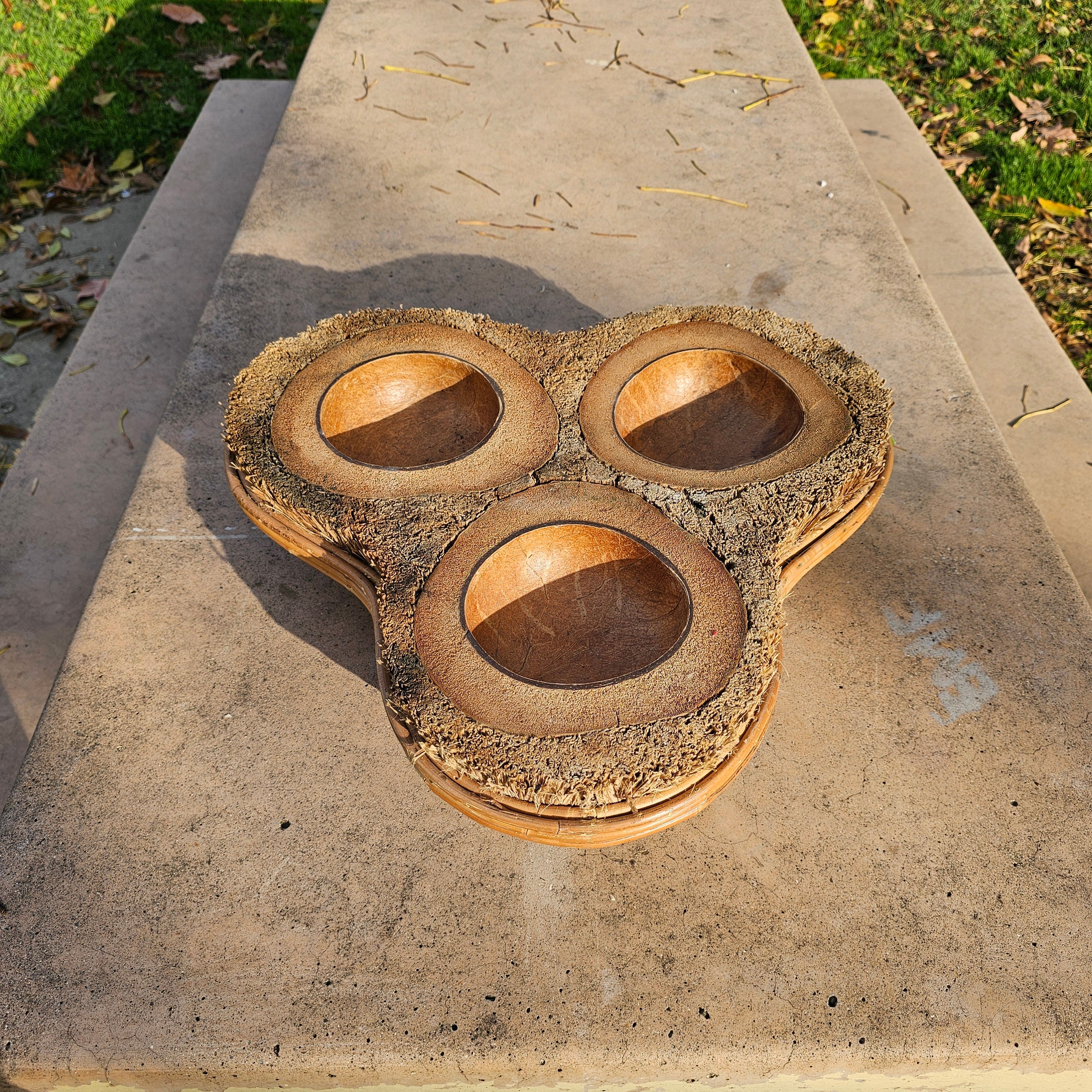 Tropical Style Large Handmade Platter Dish Dipping Bowl Vintage