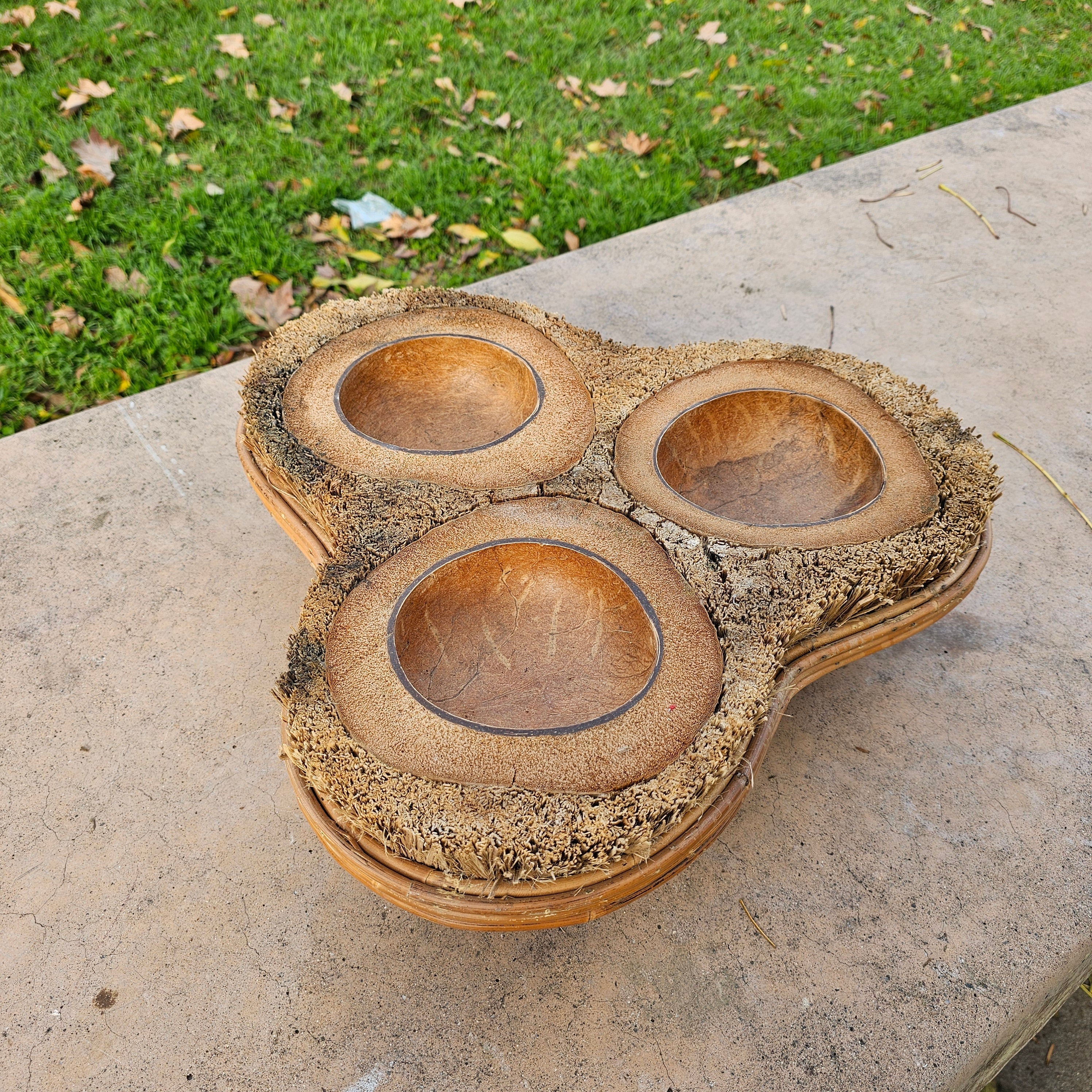 Tropical Style Large Handmade Platter Dish Dipping Bowl Vintage