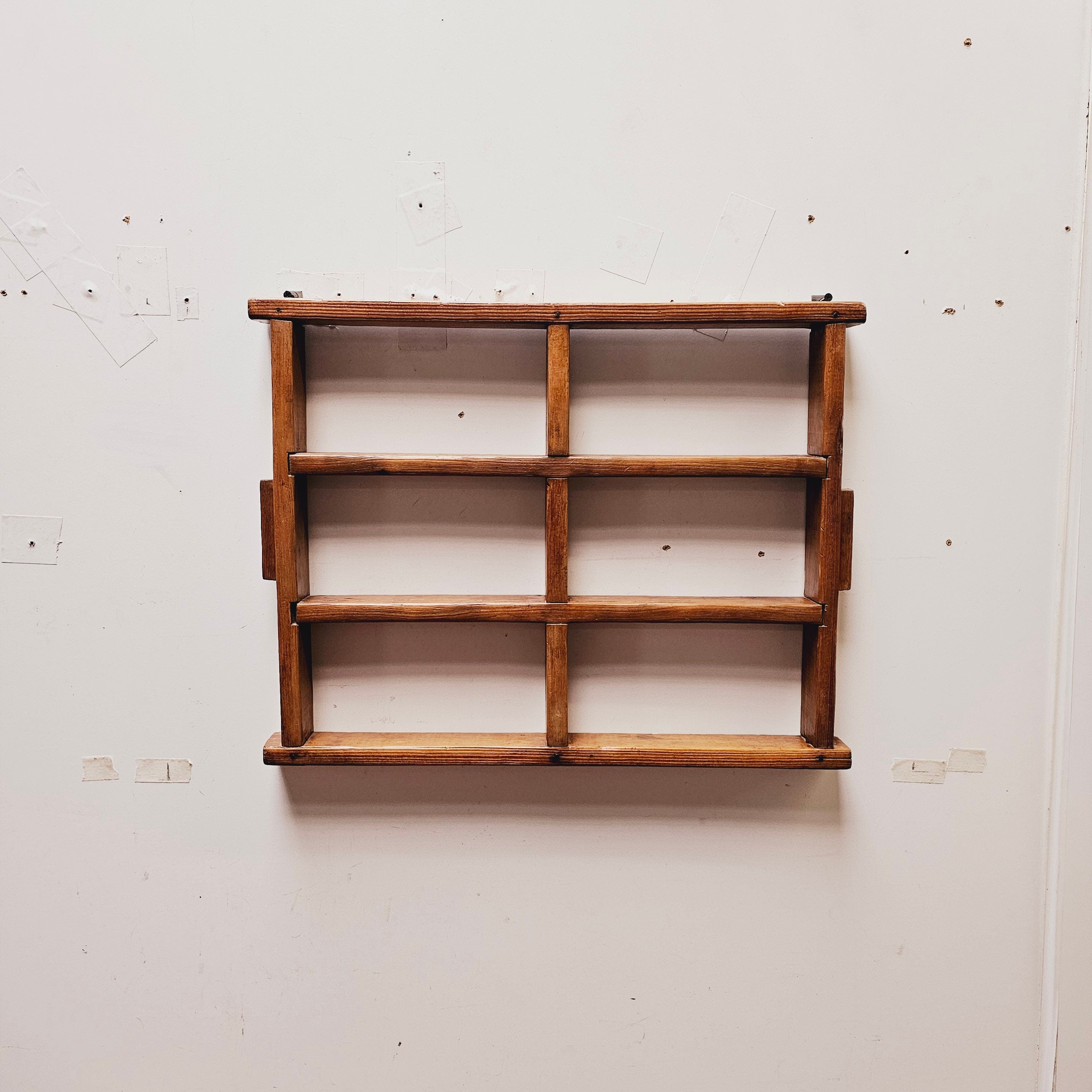 Antique Wood Brick Mold Shot Glass Wall Display Holder