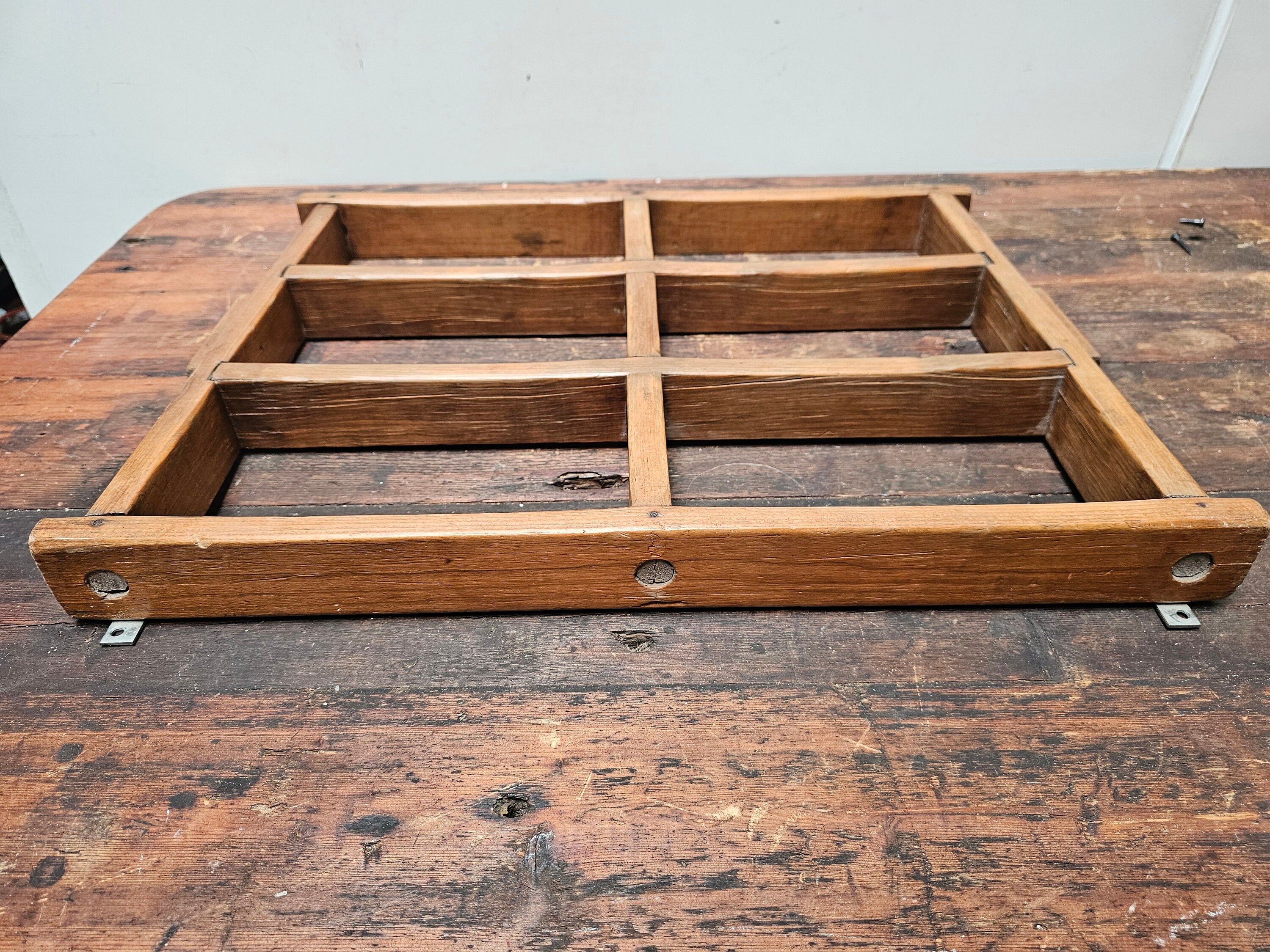 Antique Wood Brick Mold Shot Glass Wall Display Holder