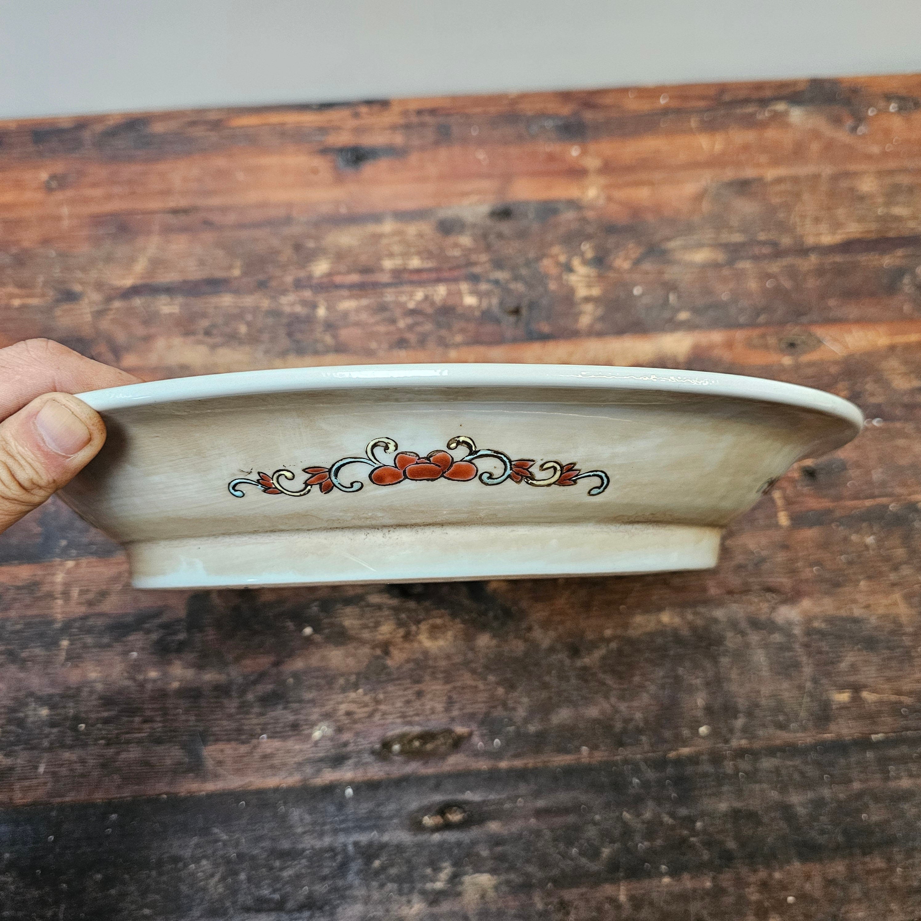 Antique Chinese Ceramic Planter Saucer Blanc de China Marked JIAQUING 14" Dia