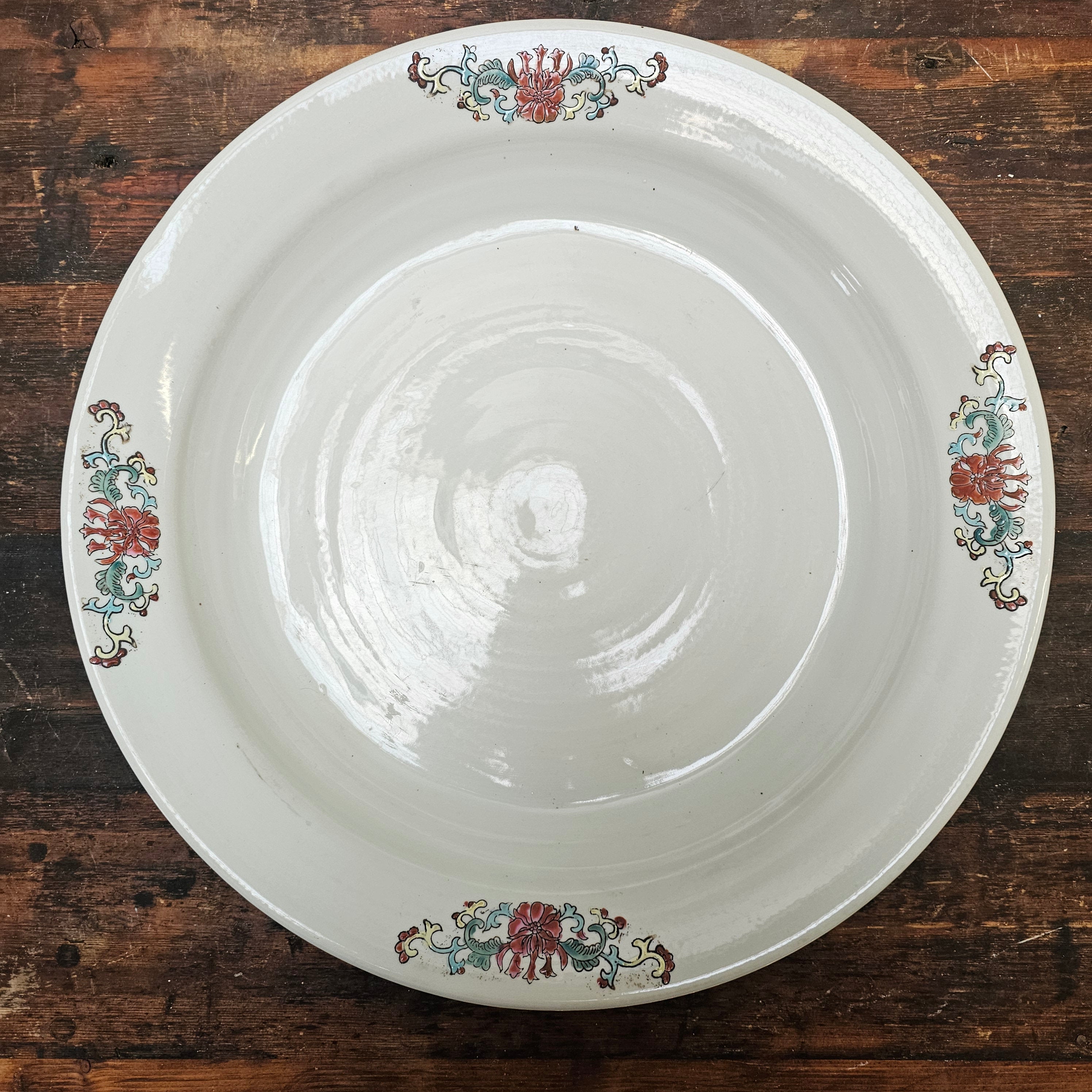 Antique Chinese Ceramic Planter Saucer Blanc de China Marked JIAQUING 19" Dia (A)