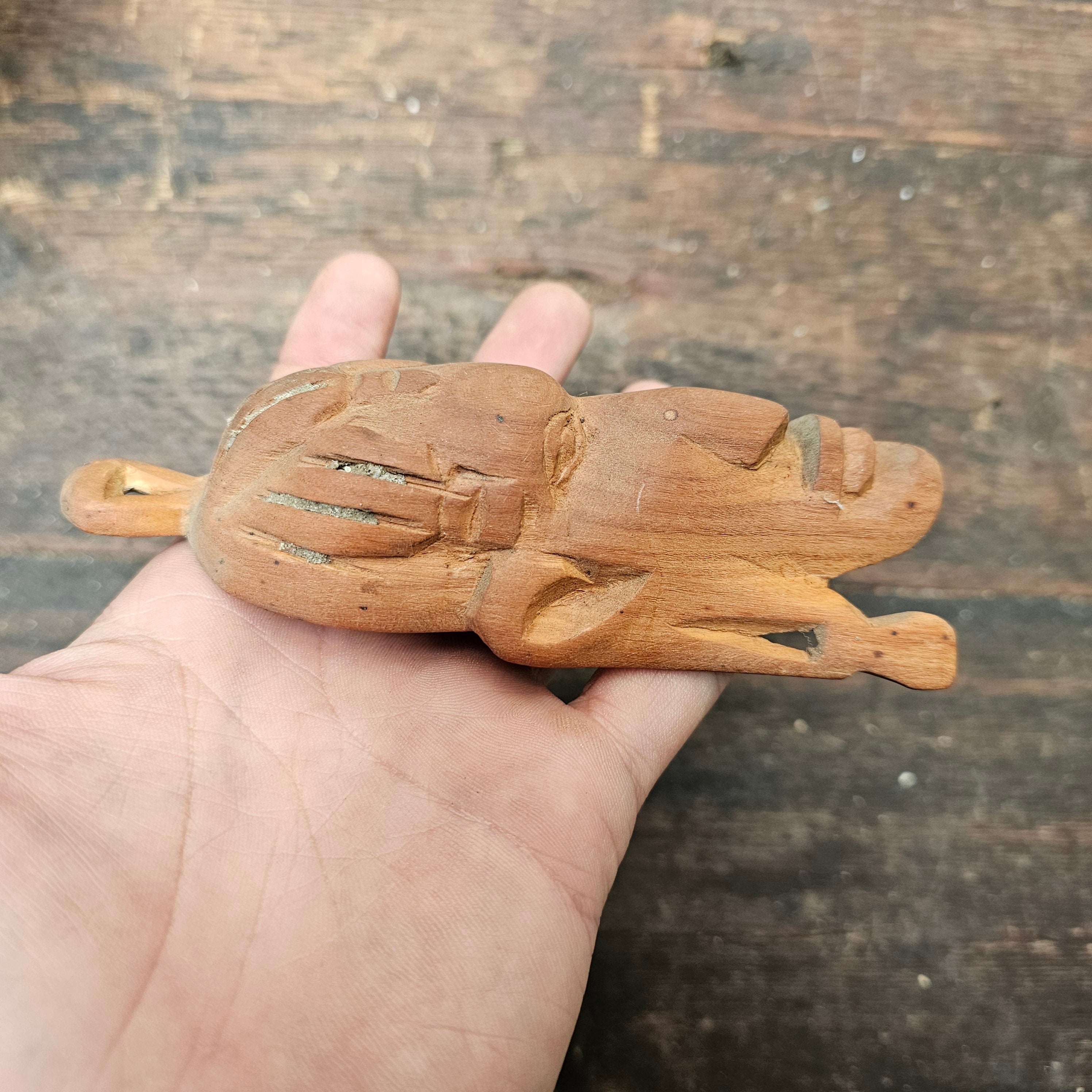 African Carved Face Wood Hand Carved Wall Decor Vintage 5.75"