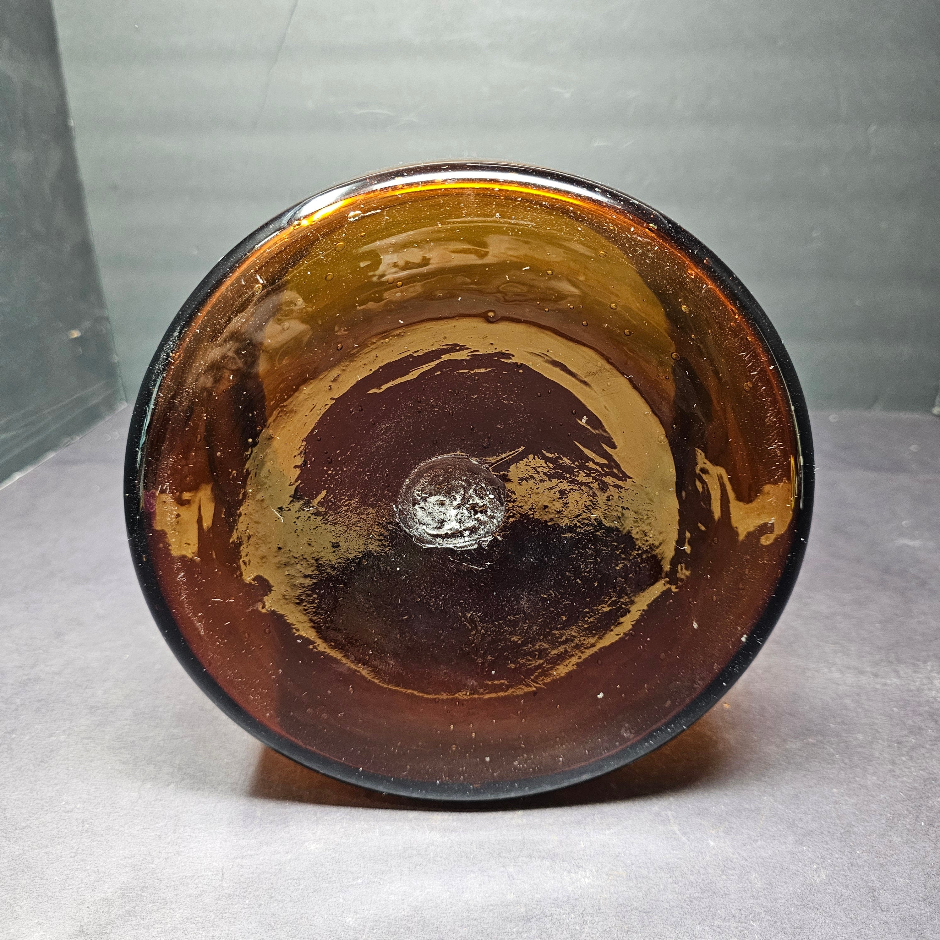 Amber Glass Cylinder Storage Container Flower Vase With Metal Stand