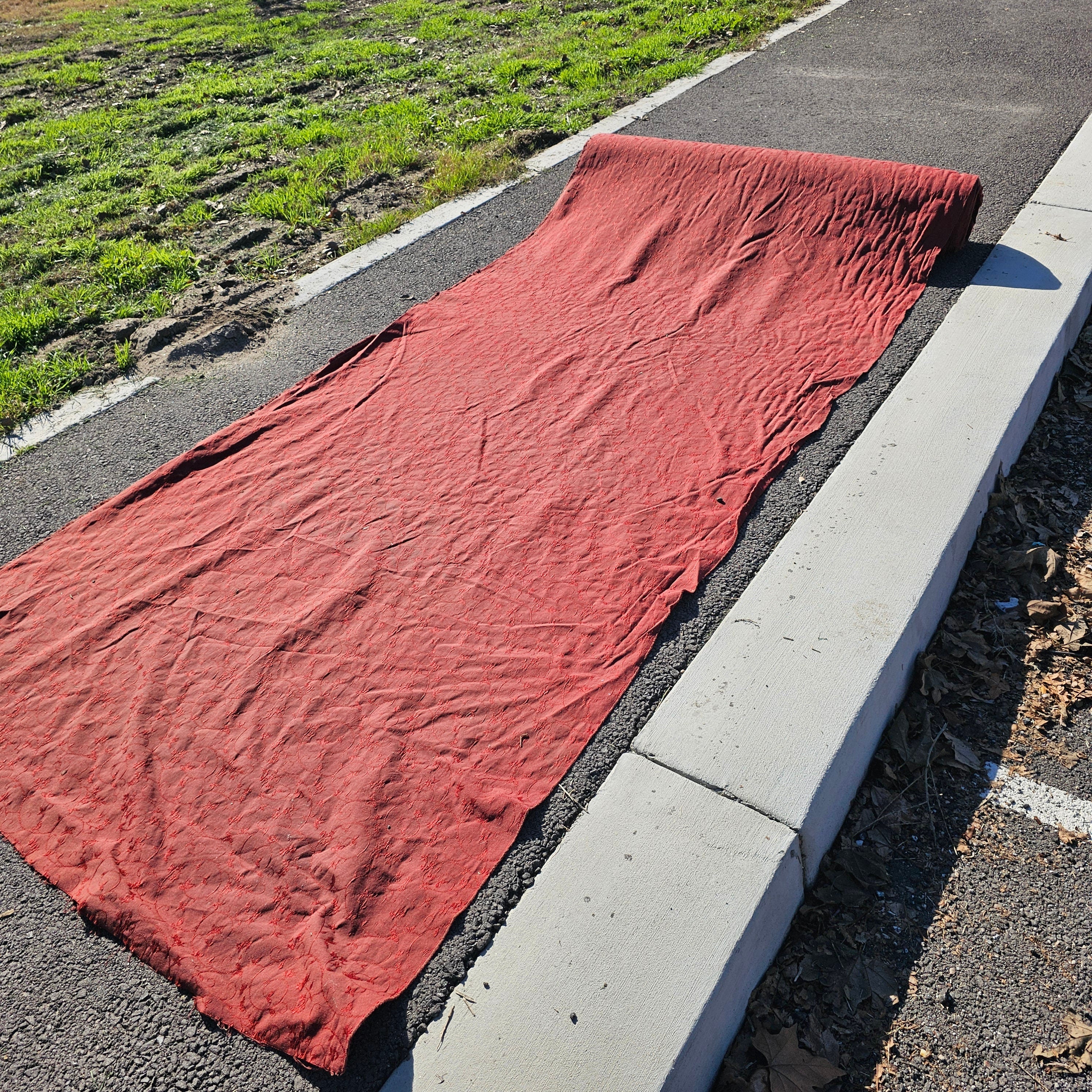 Vintage Antique Brocade Jacquard Fabric Burgandy 56" W x 1 Roll