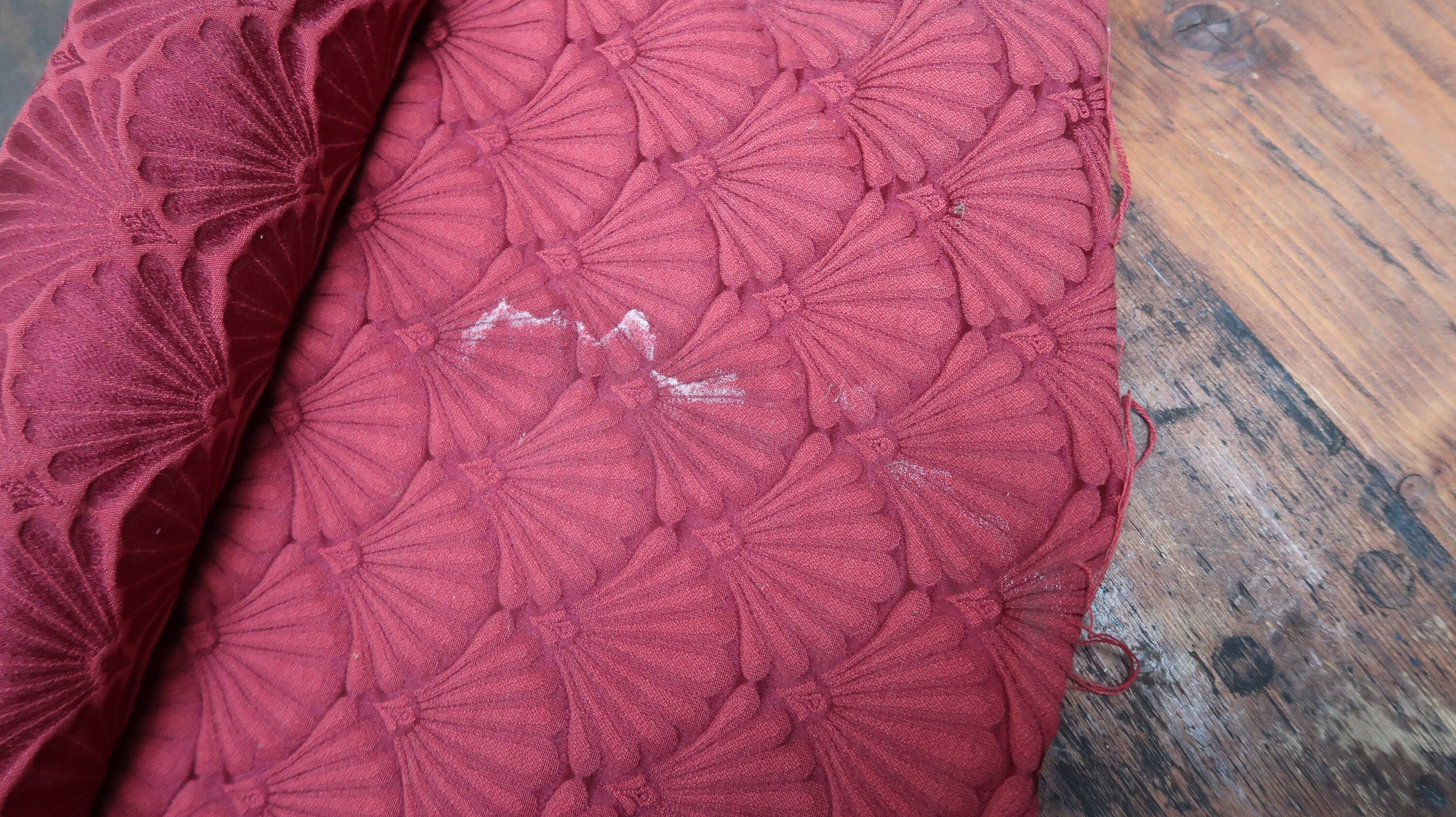 F. Schumacher Co. Vintage Shell Pattern Fabric Burgandy 55" w x 6 ft