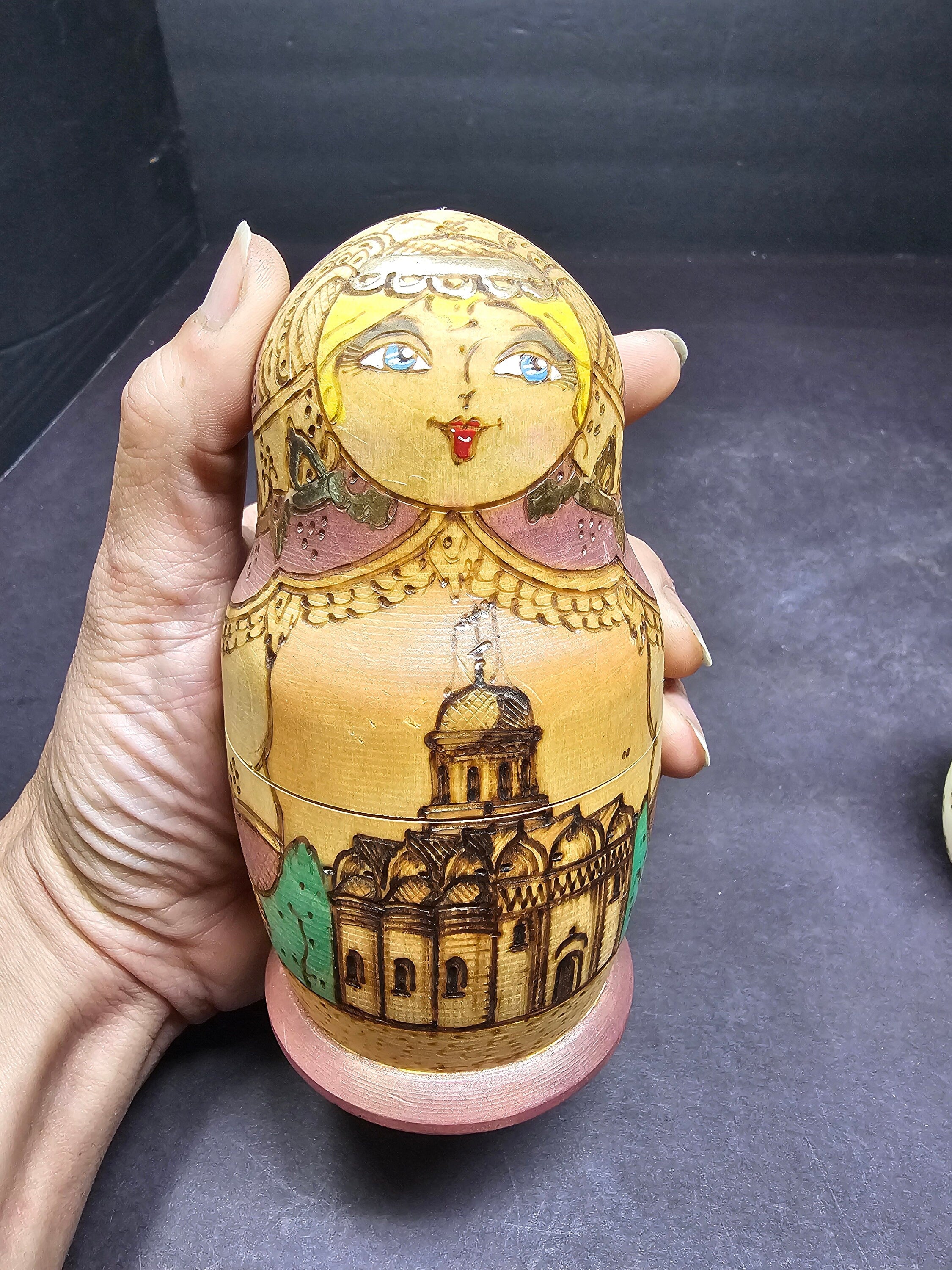 5 pcs Russian Matryoshka Nesting Dolls Signed