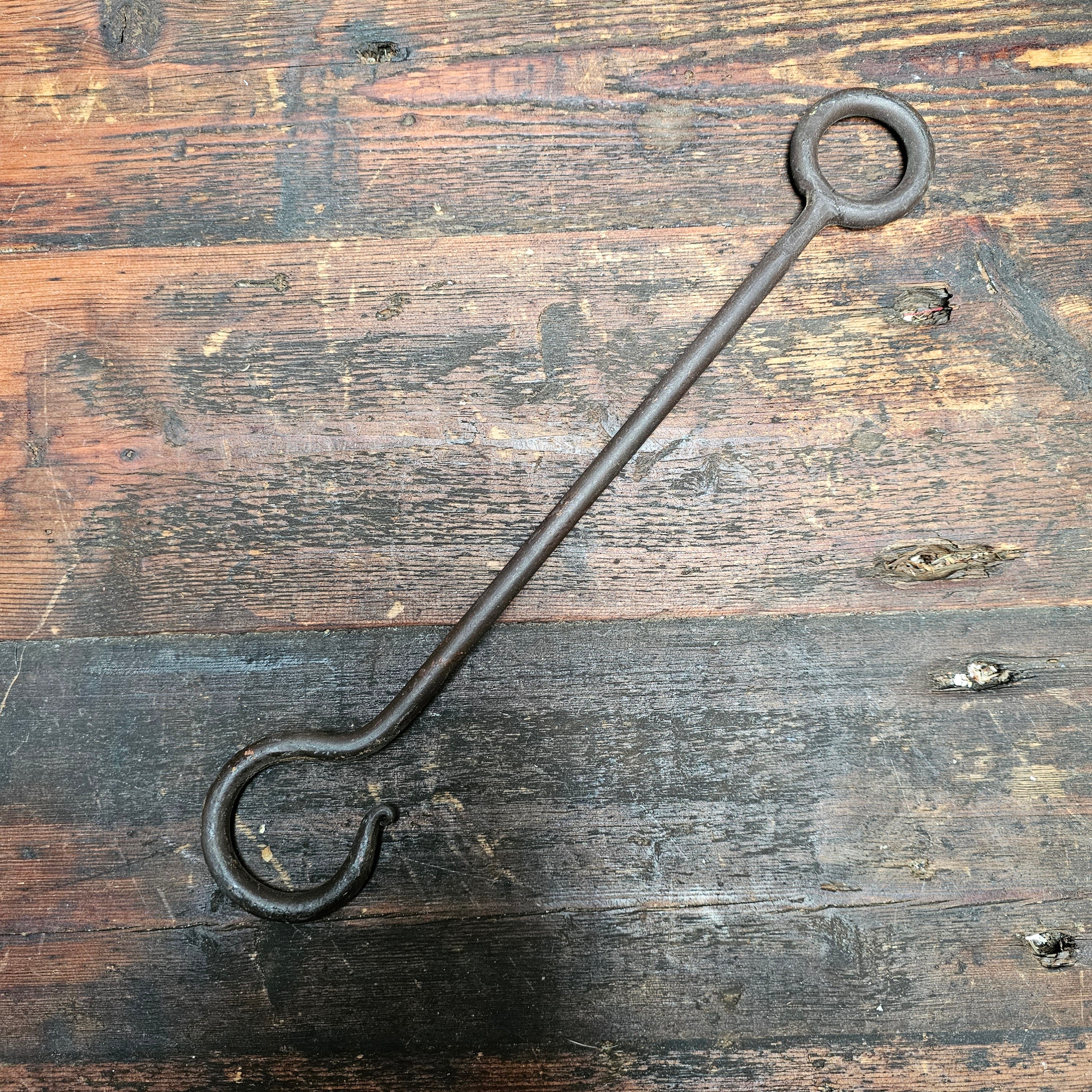 Hand Forged 14" L Wrought Iron Hook Blacksmith Antique
