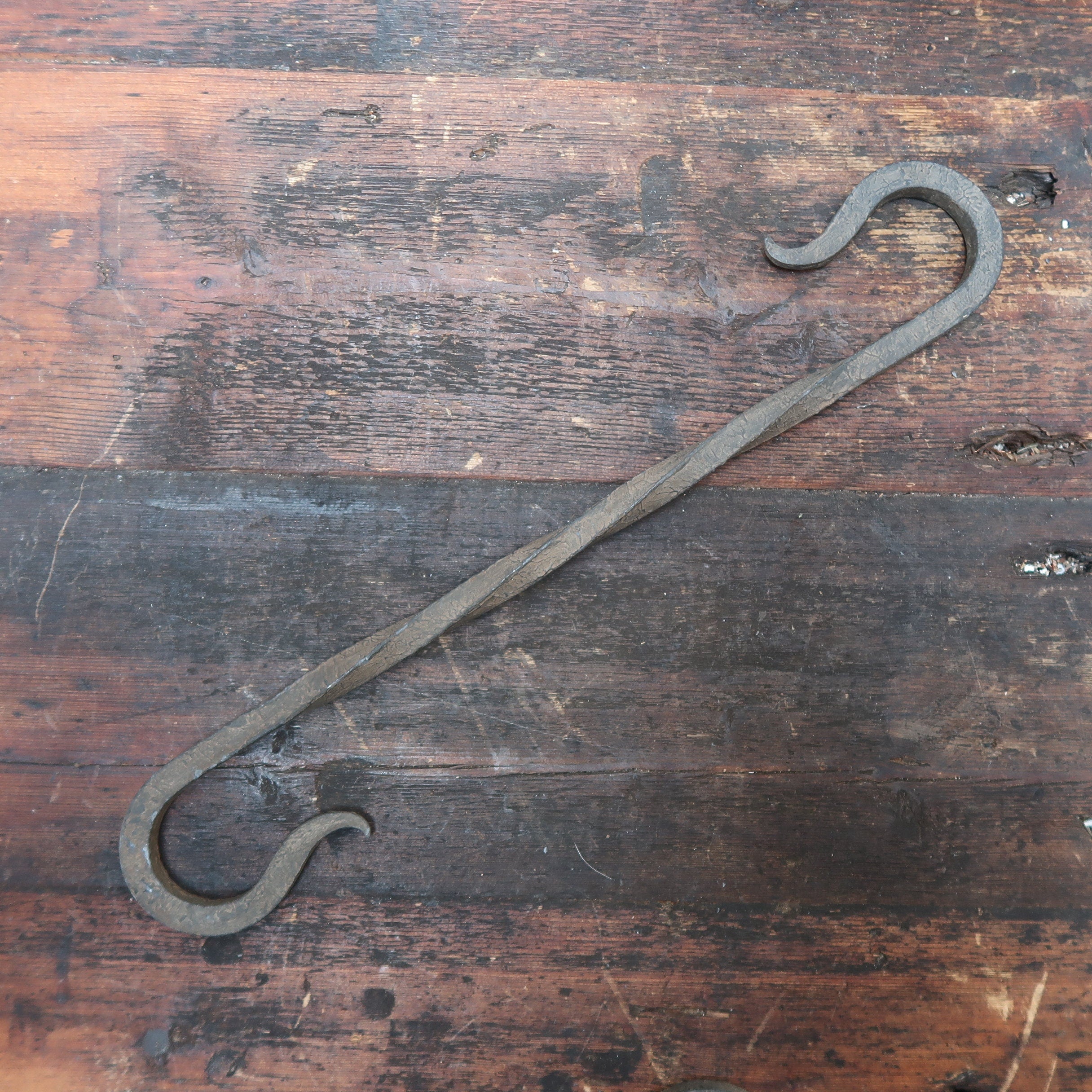 Hand Forged 14.25" L Iron Hook Blacksmith Vintage