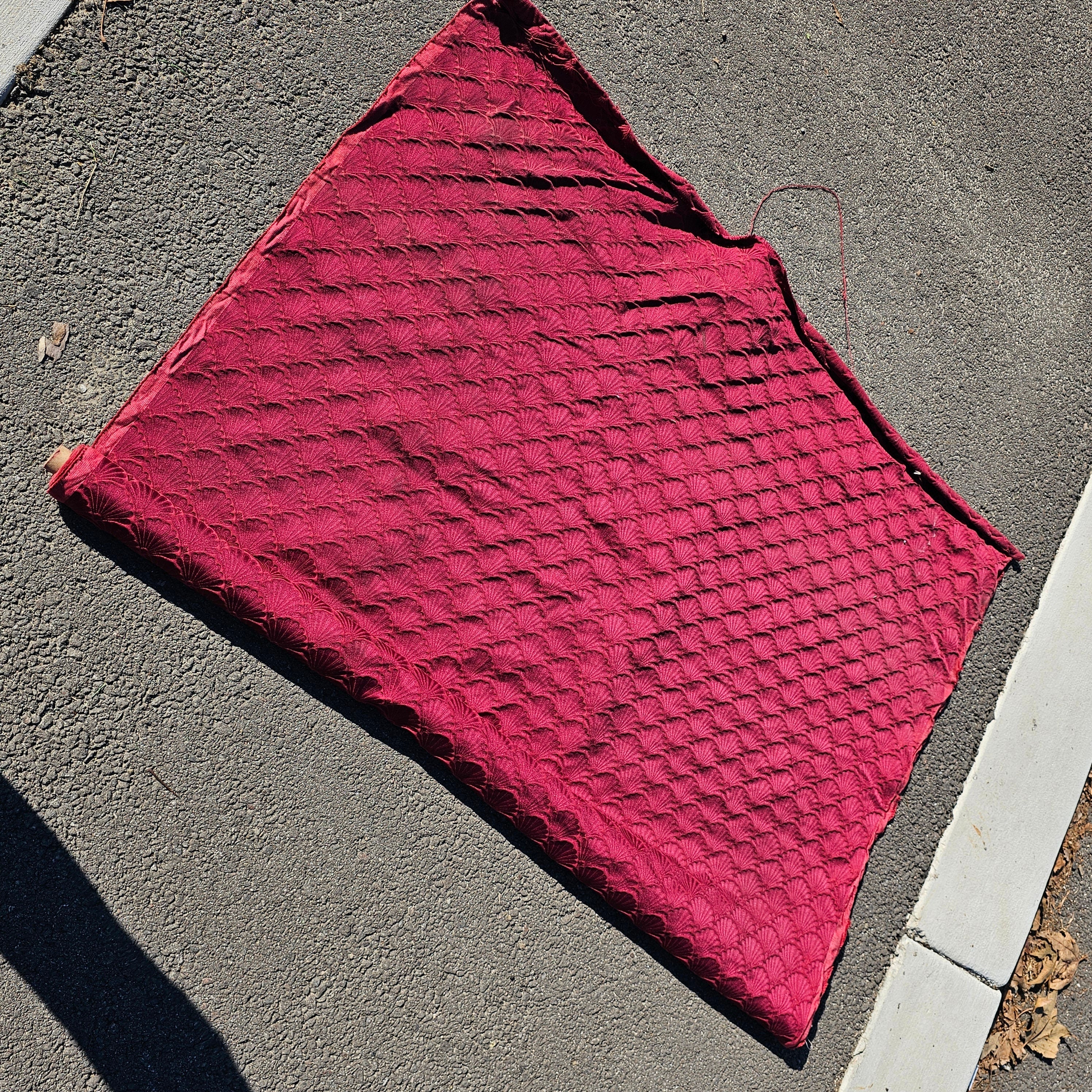 F. Schumacher Co. Vintage Shell Pattern Fabric Burgandy 55" w x 6 ft