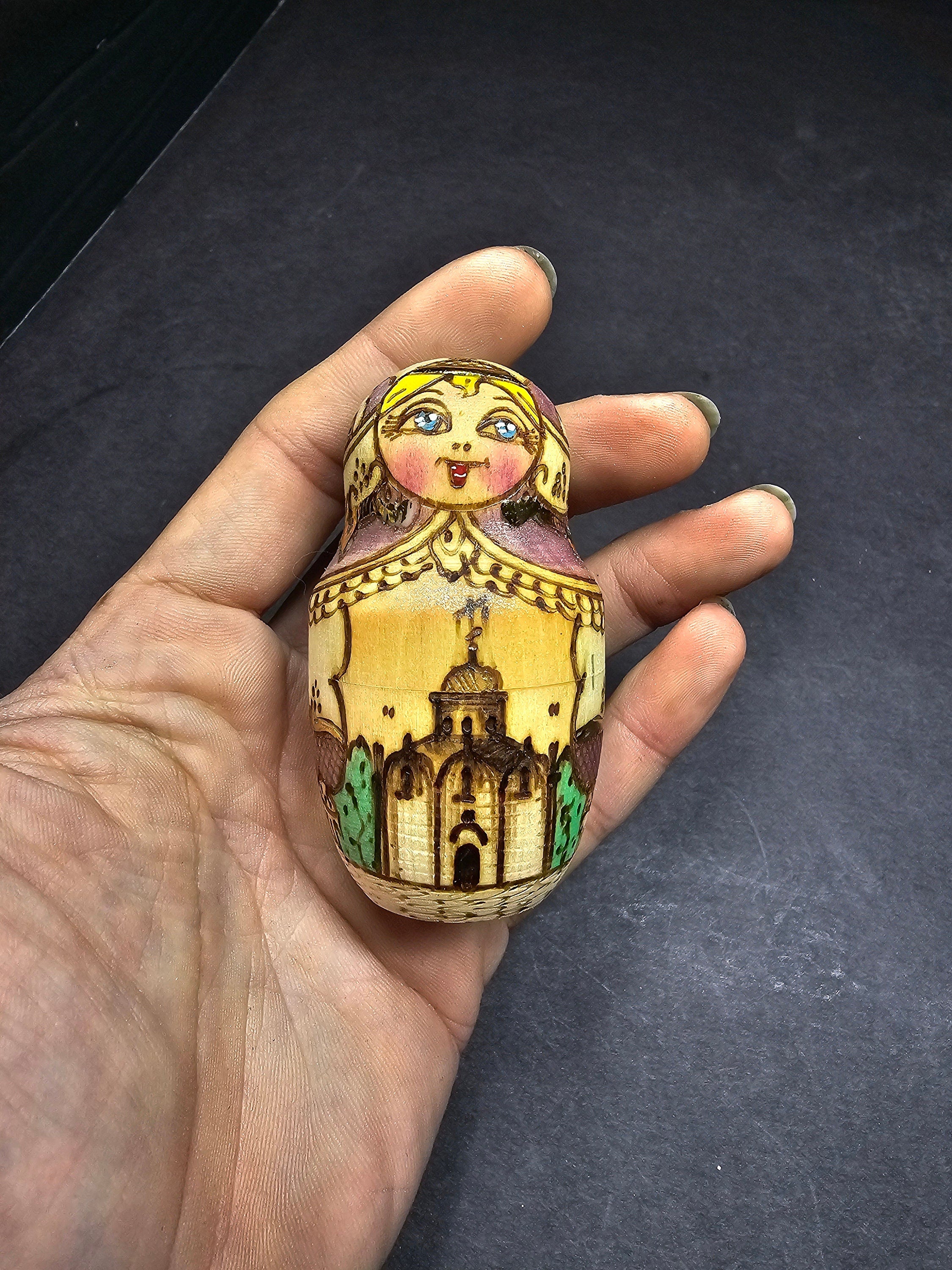 5 pcs Russian Matryoshka Nesting Dolls Signed