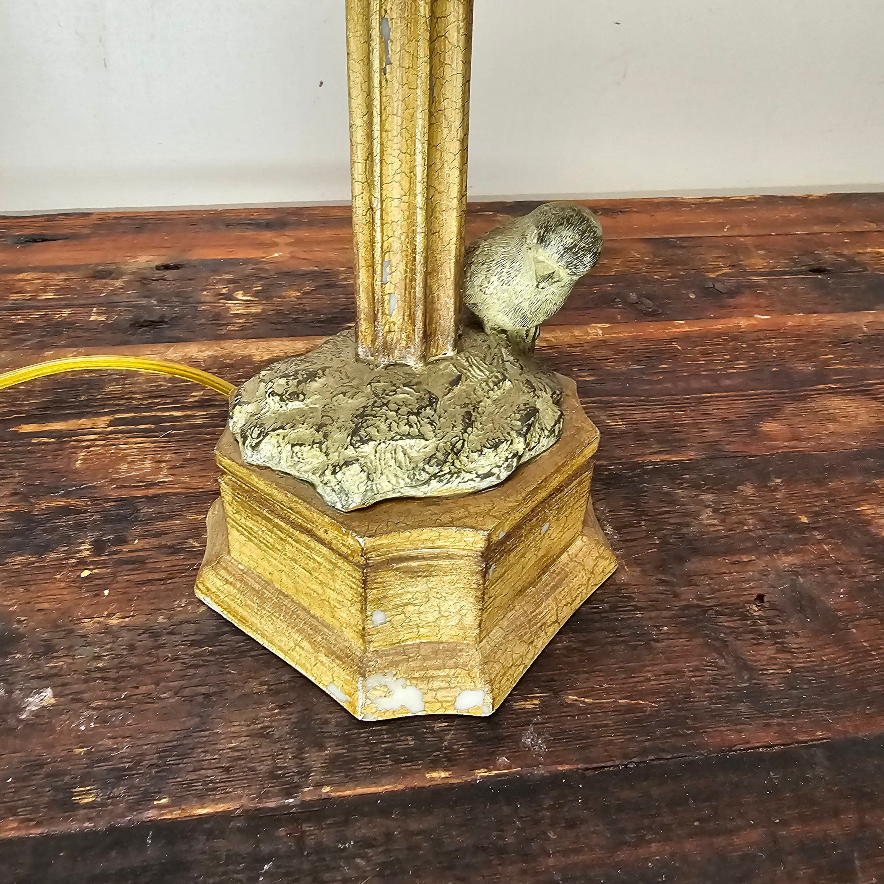 Birds Gathering Tall Lamp With Woven Twig Shade 28.5" H