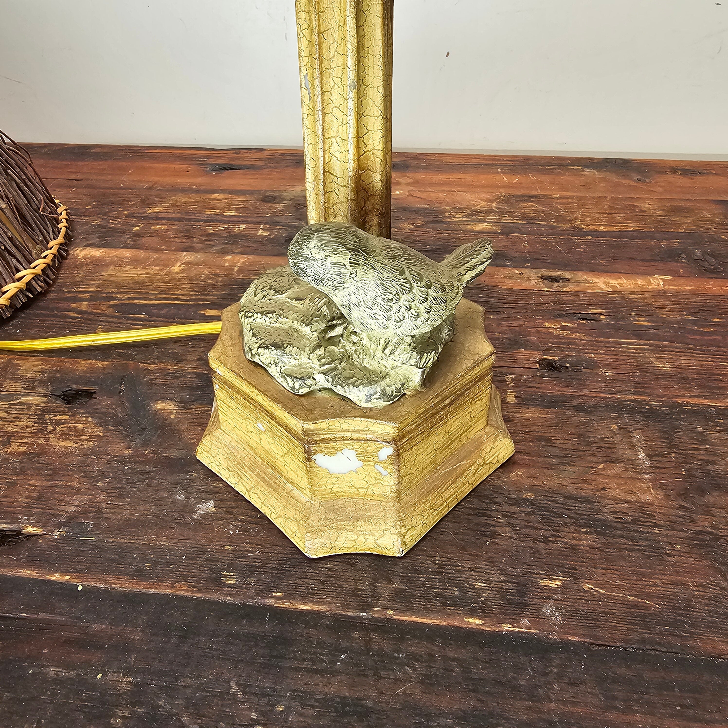 Birds Gathering Tall Lamp With Woven Twig Shade 28.5" H