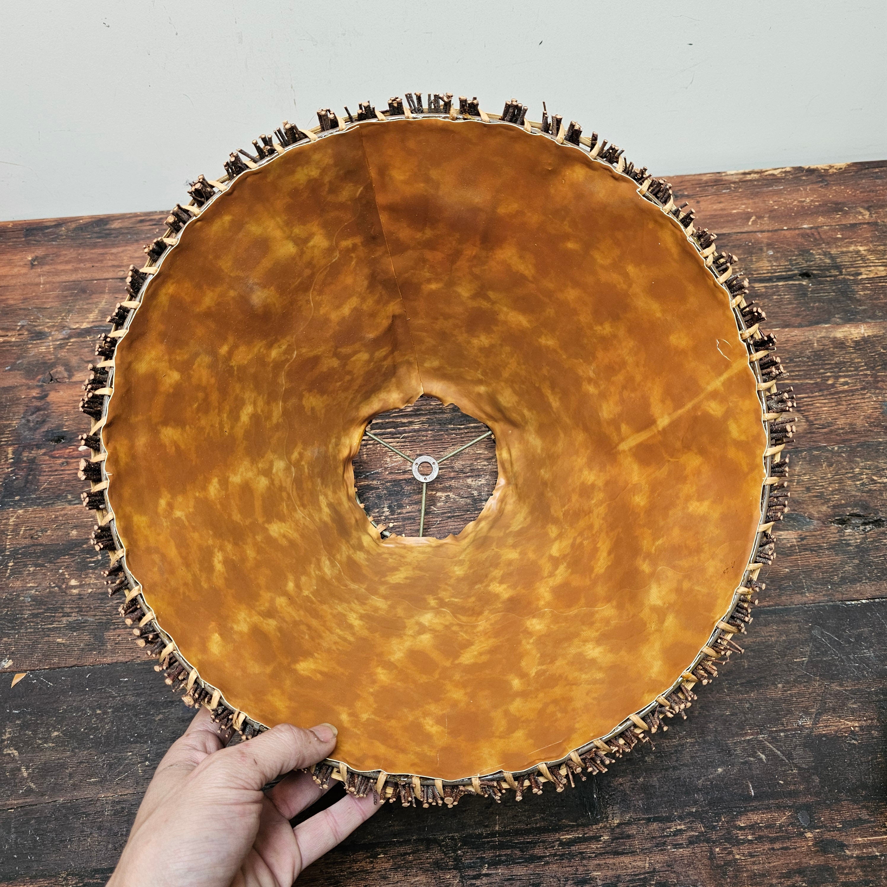 Birds Gathering Tall Lamp With Woven Twig Shade 28.5" H