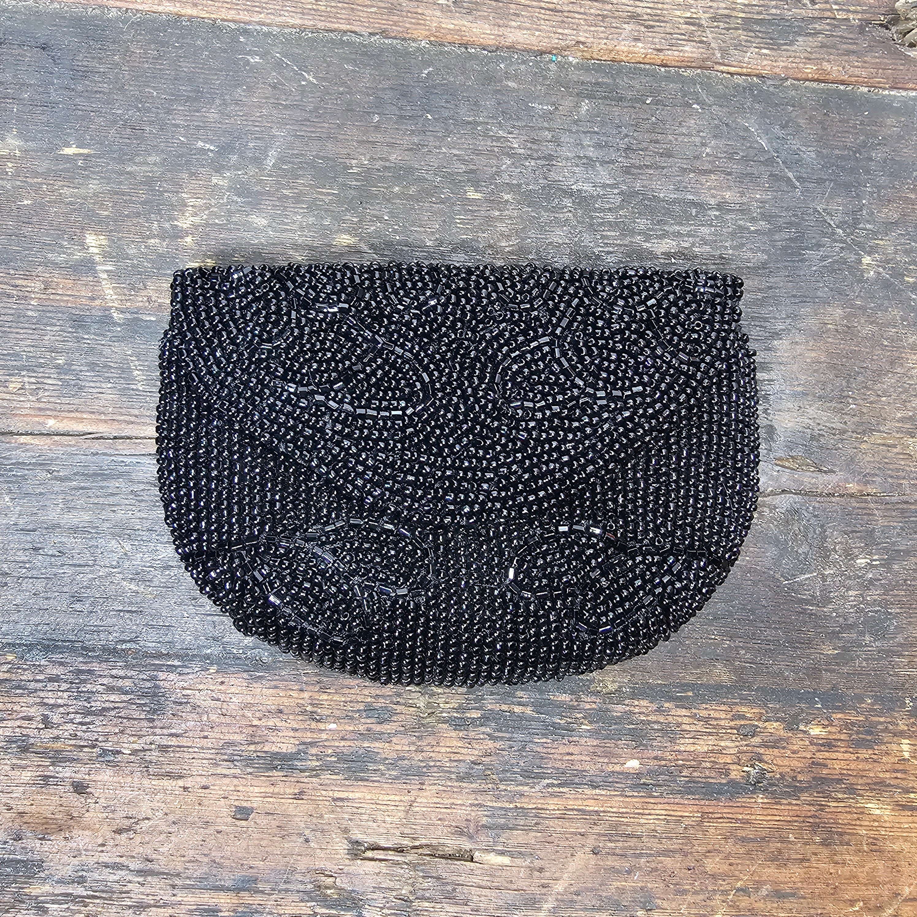 Black Beaded Coin Purse Wallet & Glasses Case Set