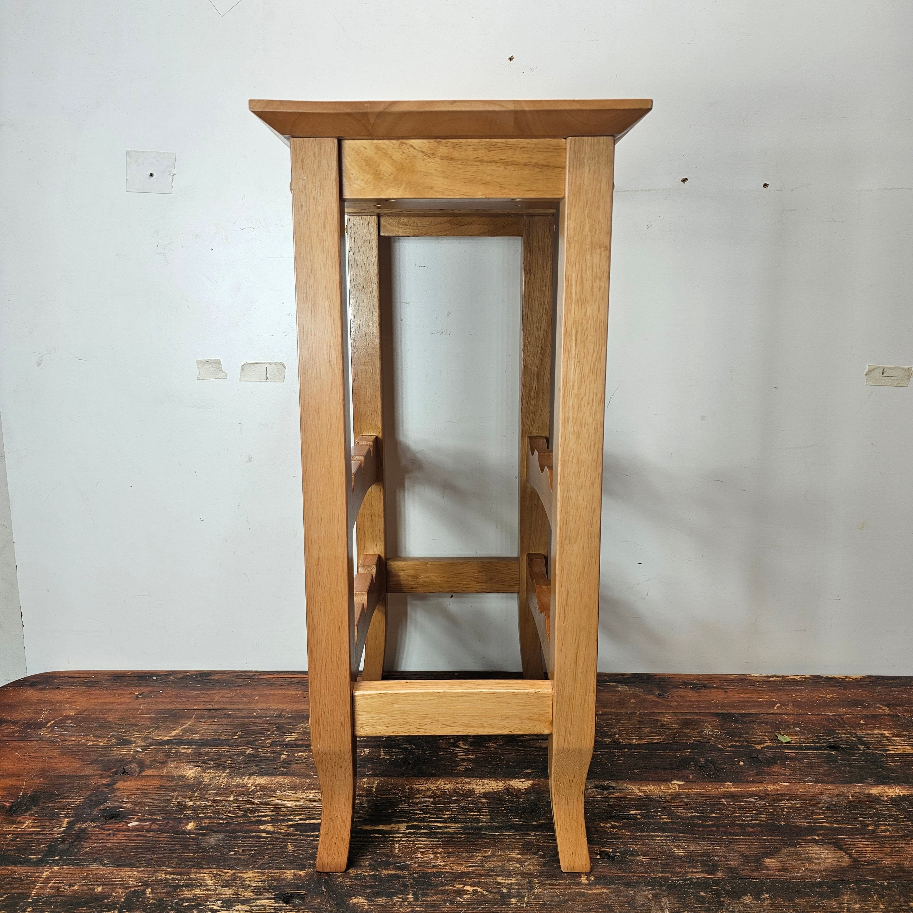 Wood Wine Rack Stand with Glass Holder 16.5" L x 11" W x 24" H