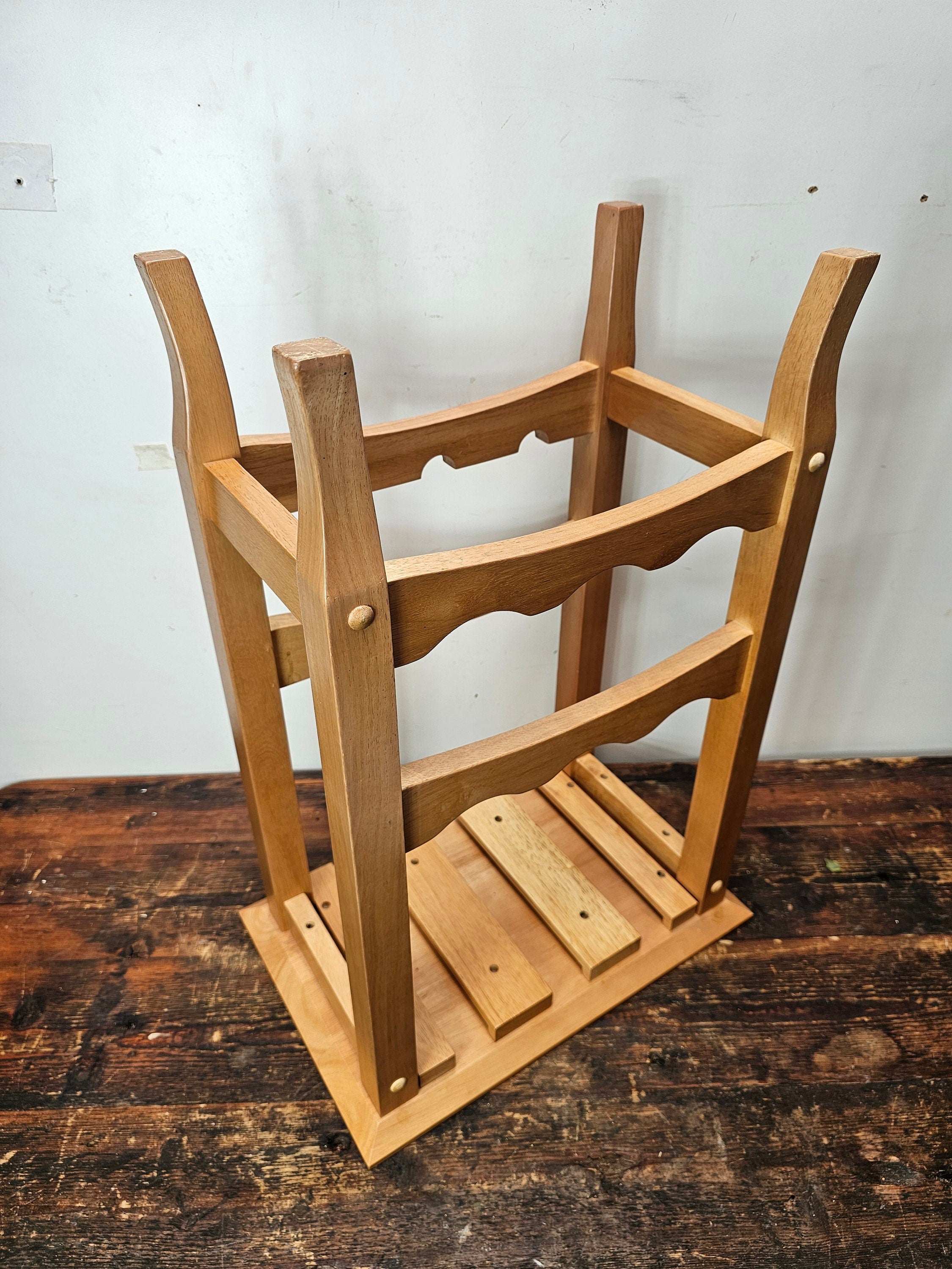 Wood Wine Rack Stand with Glass Holder 16.5" L x 11" W x 24" H