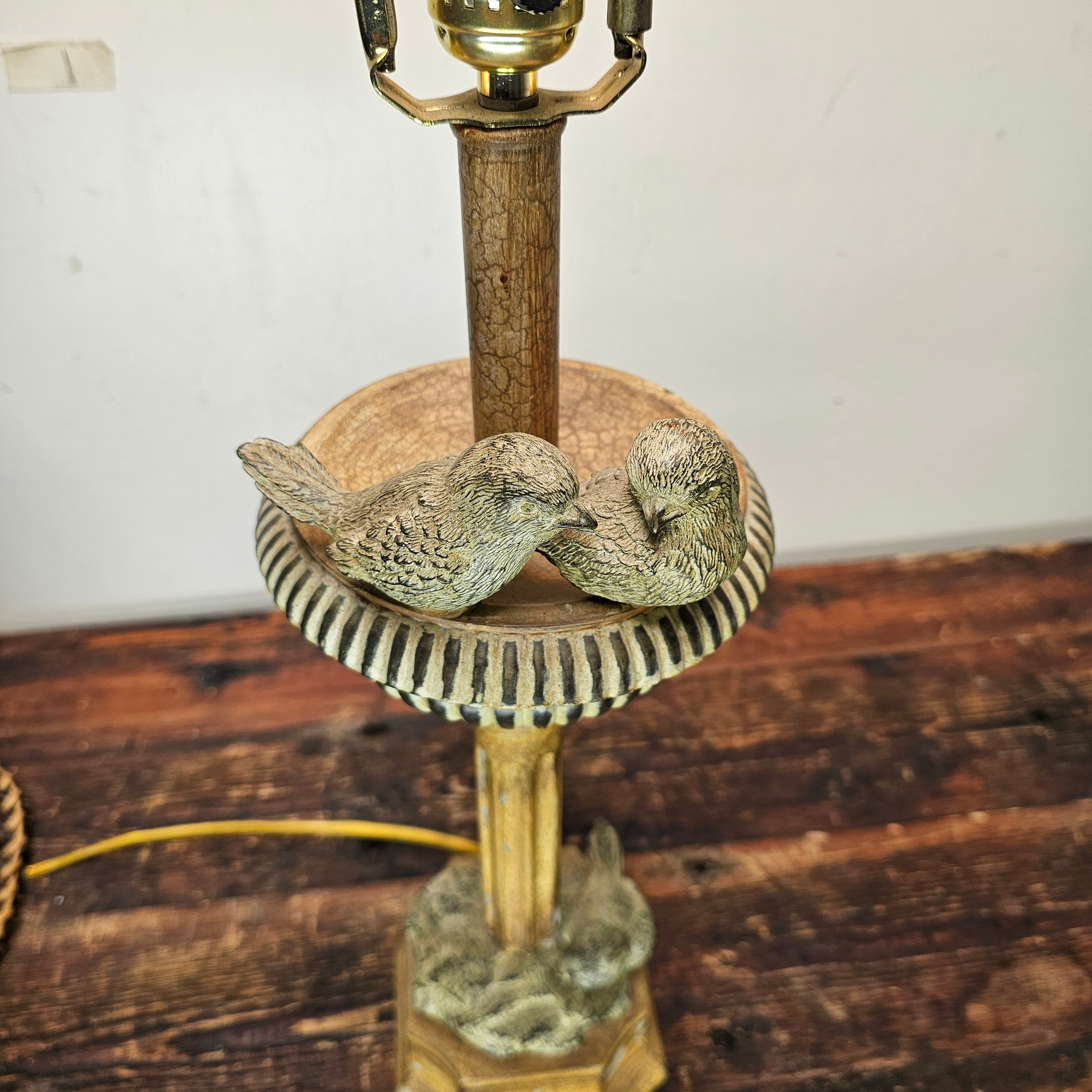 Birds Gathering Tall Lamp With Woven Twig Shade 28.5" H