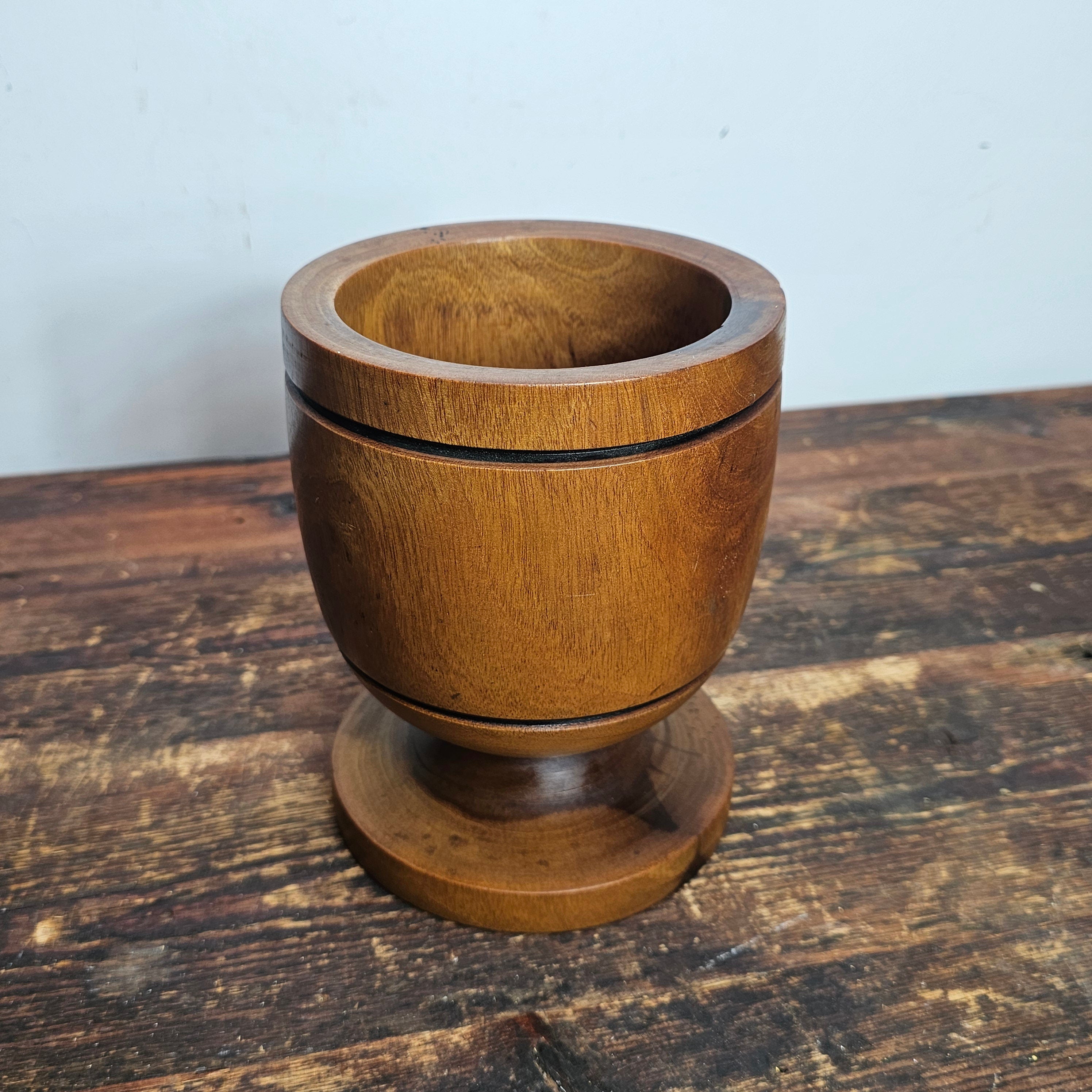 Vintage Bamboo Mortar Apothecary Kitchen Herbs Spice 5.5" Dia x 7" H