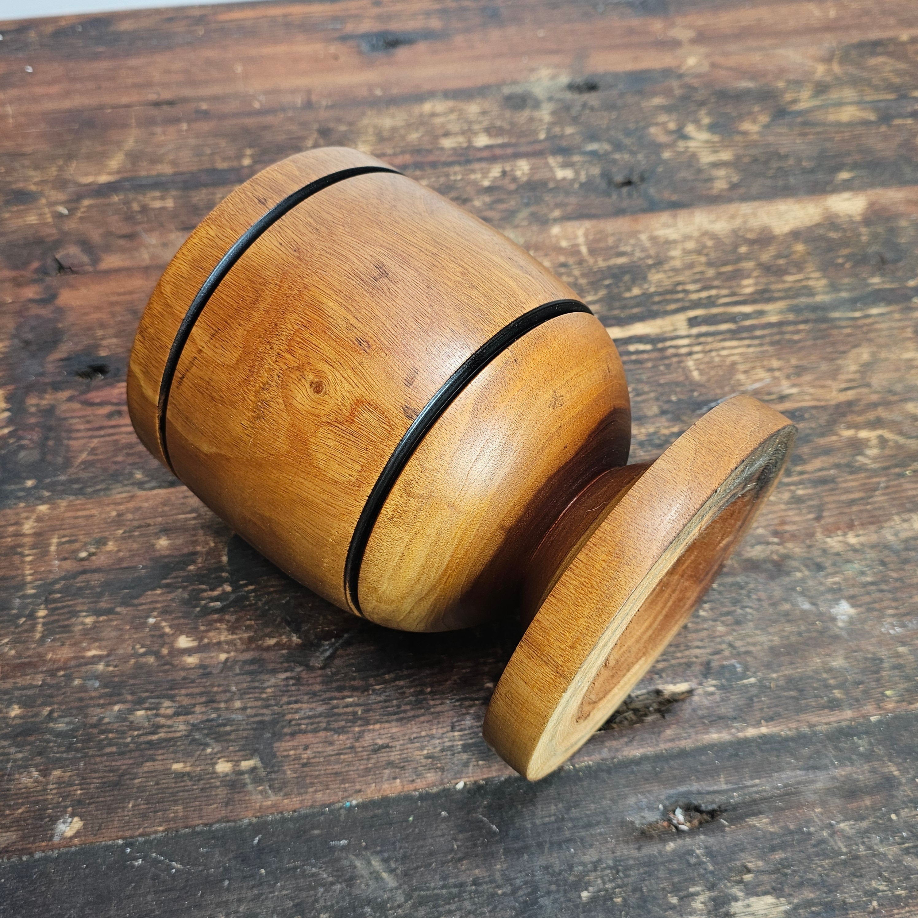 Vintage Bamboo Mortar Apothecary Kitchen Herbs Spice 5.5" Dia x 7" H