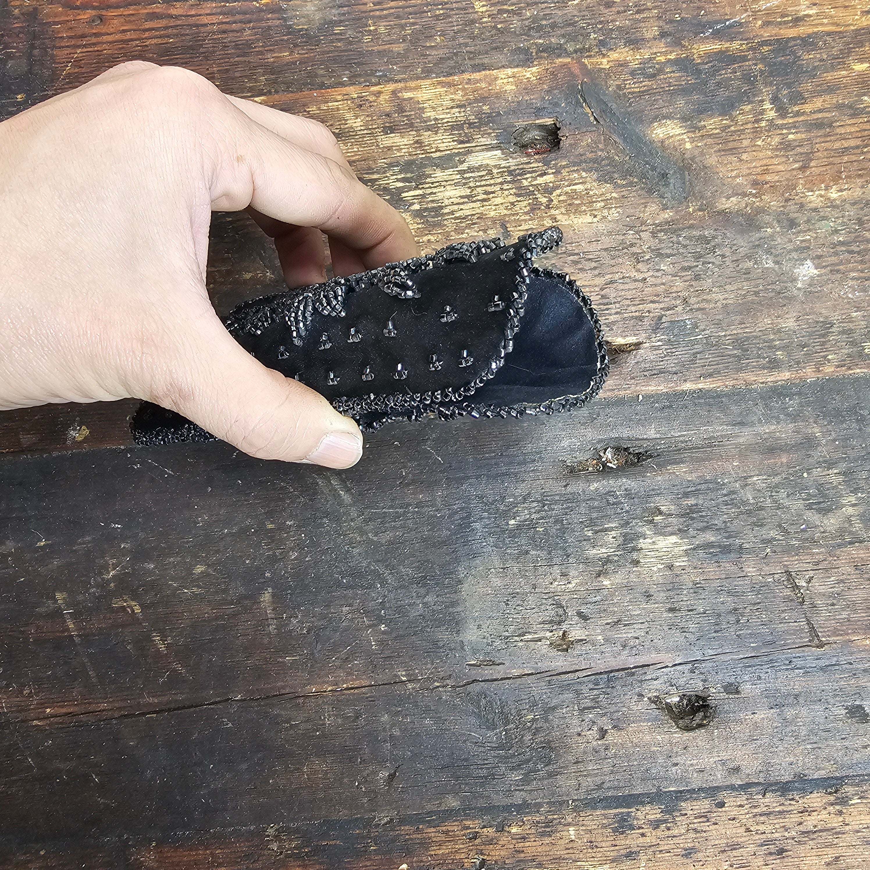 Black Beaded Coin Purse Wallet & Glasses Case Set