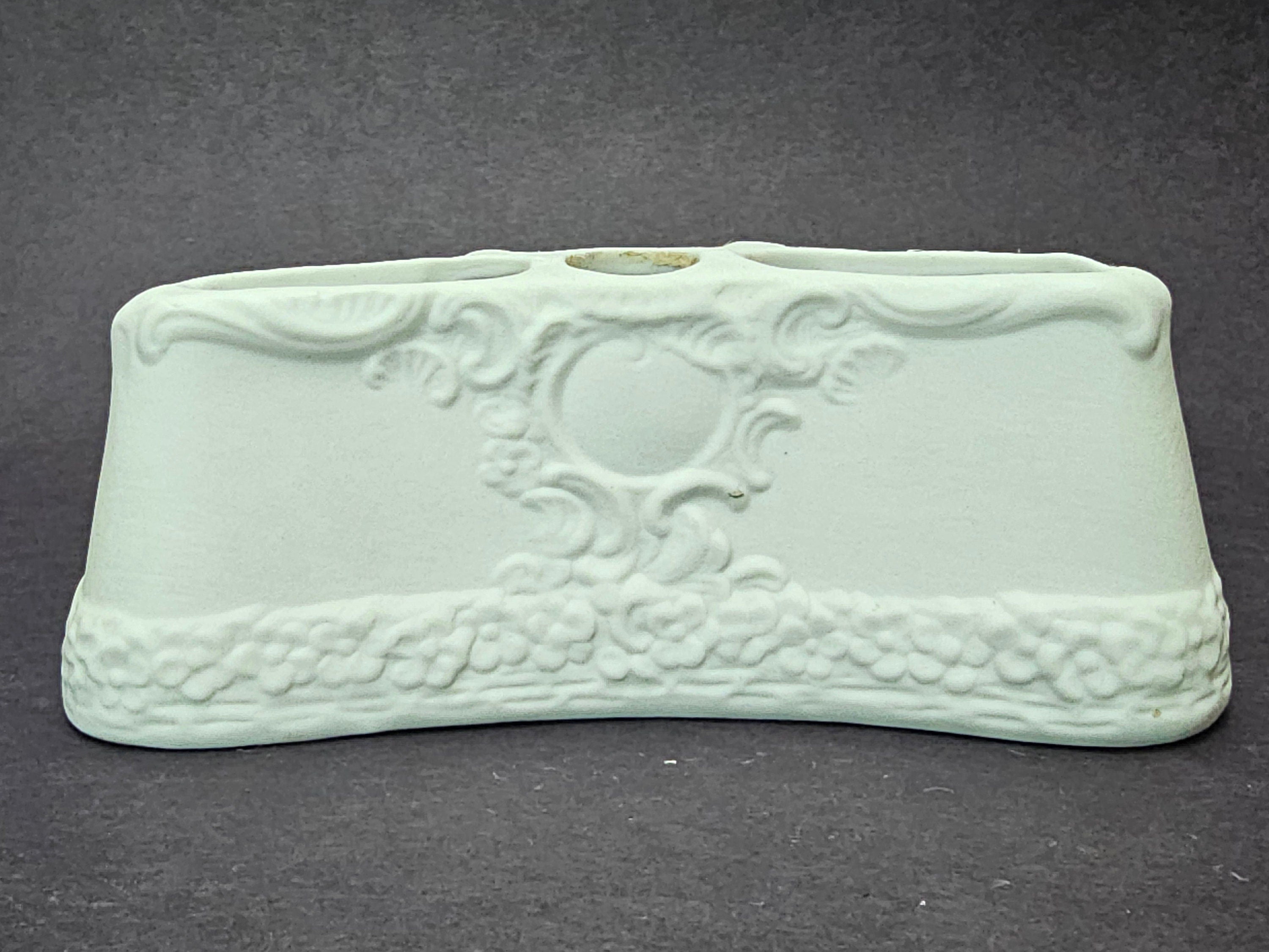 Vintage Dresden White Porcelain Cherub Flower Frog Candle Holder Centerpiece