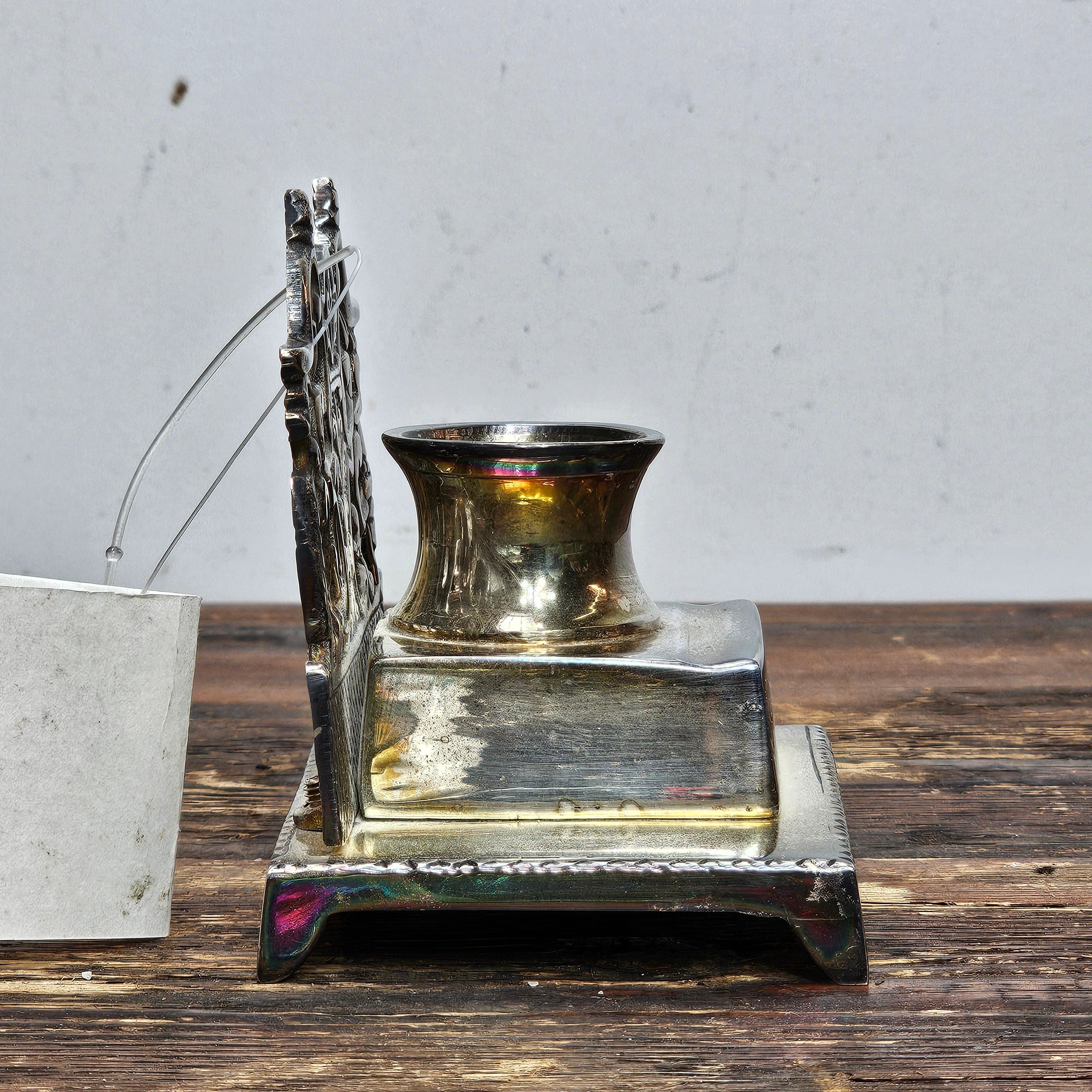 French Art Nouveau Style Metal Inkwell J.I.J Design Sun Valley, CA