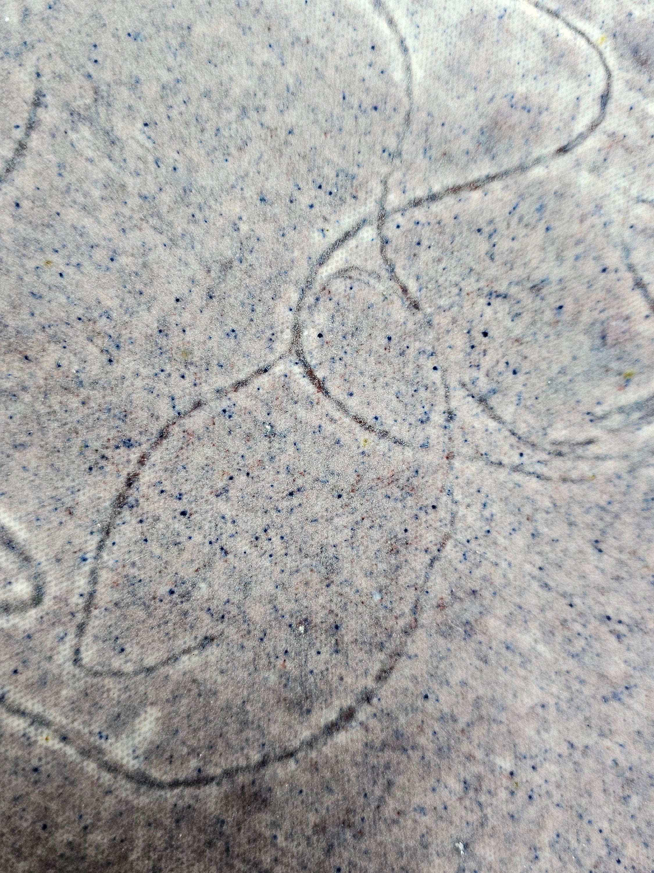 Vintage Studio Art Pottery Japanese Style Gray Plate Floral Design 12.5" x 13.5" x 2.75" H