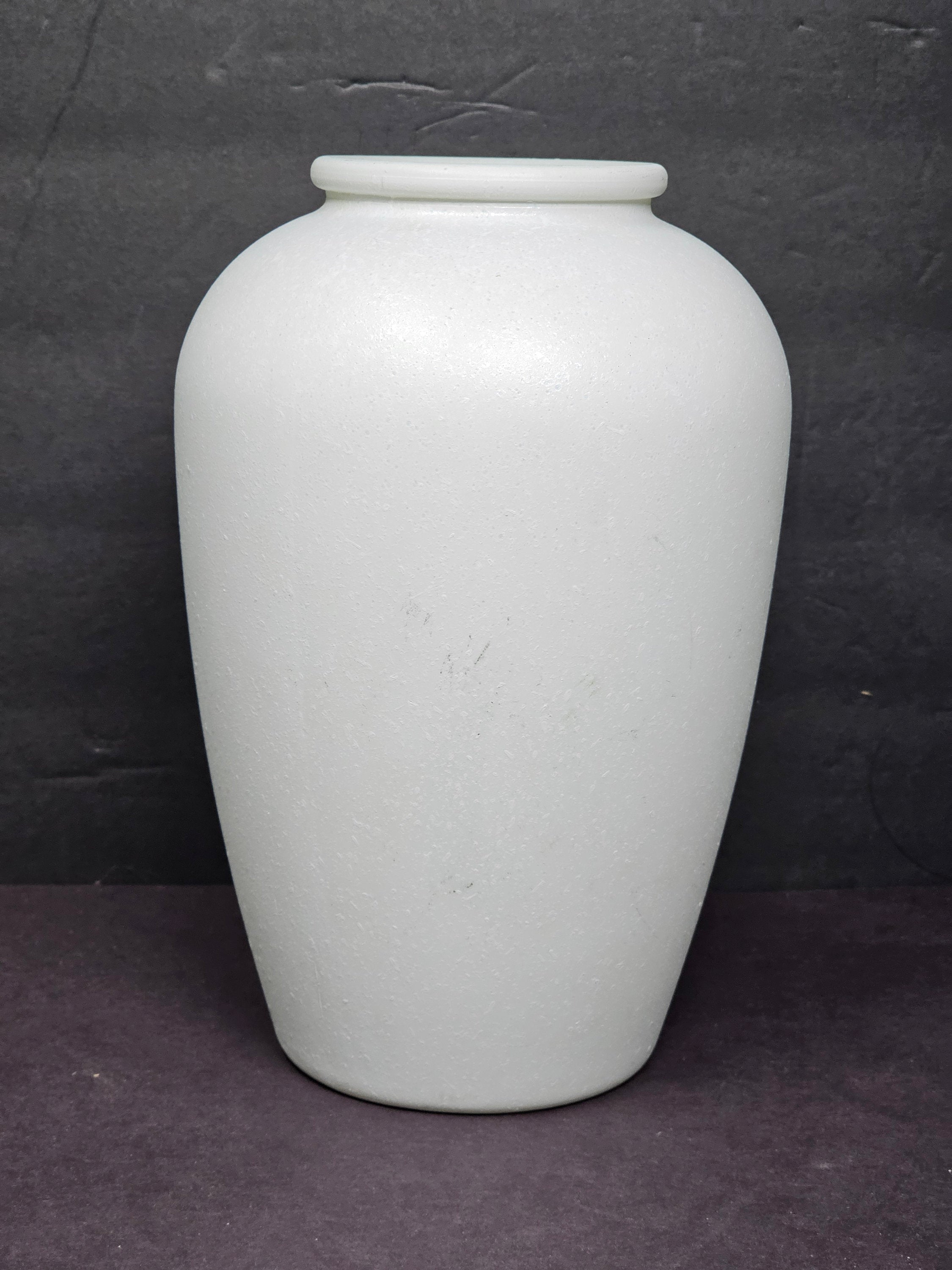 Studio Nova Portugal White Speckled Glass Vase 9"H 1980s